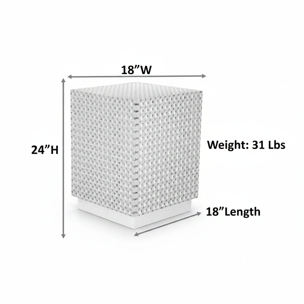 18" Square Dimple Accent Table Whitewash