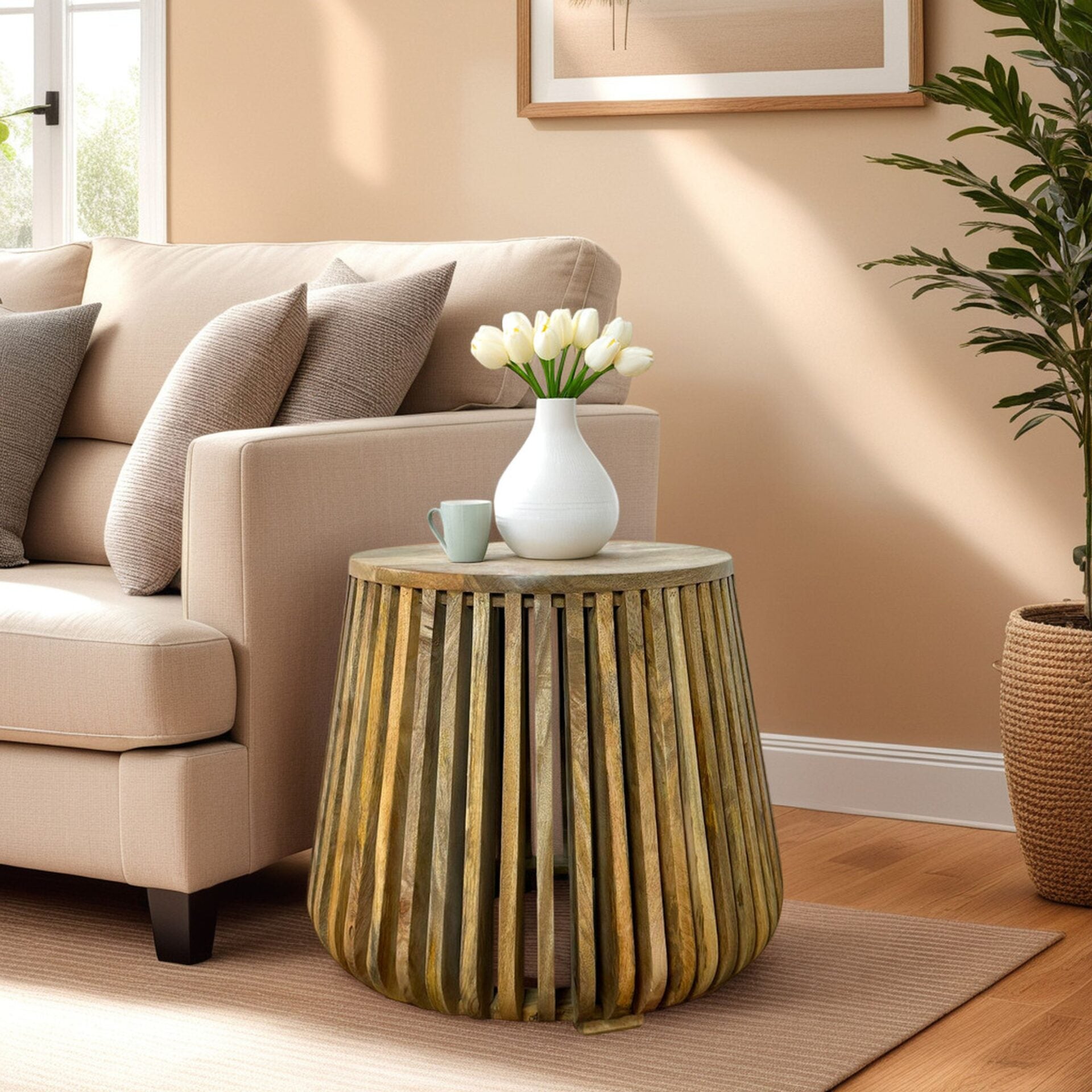 Cascade 24 x 21 Slatted Bell Side Table