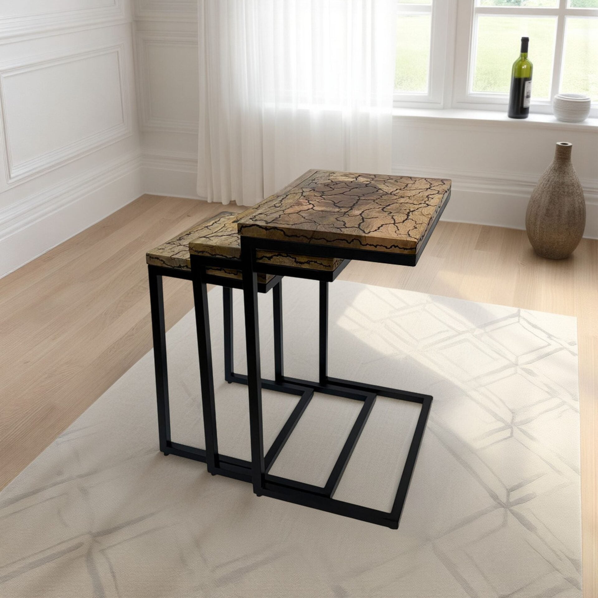Electra 3 Piece Square Nesting Table Set