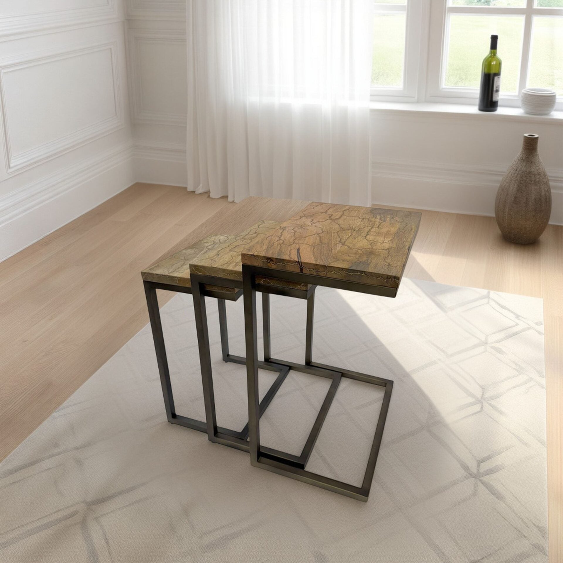 Electra 3 Piece Square Nesting Table Set