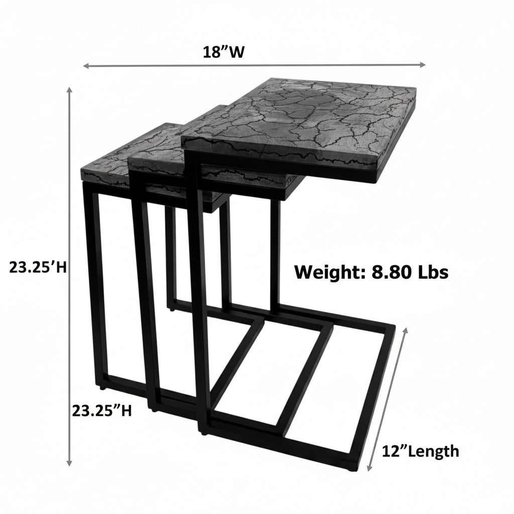 Electra 3 Piece Square Nesting Table Set