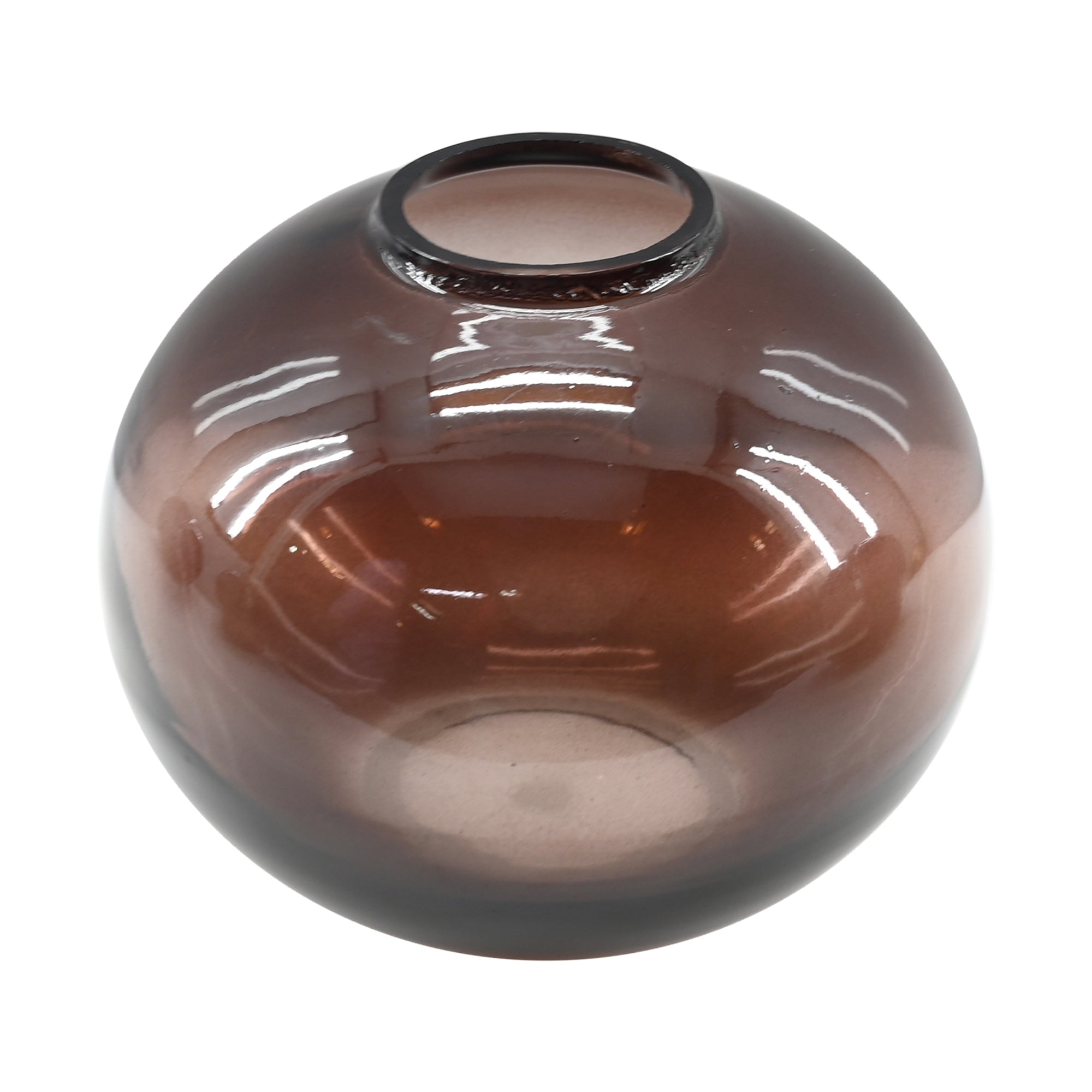 Caspian Hand Blown Round Glass Vase, Set of 2