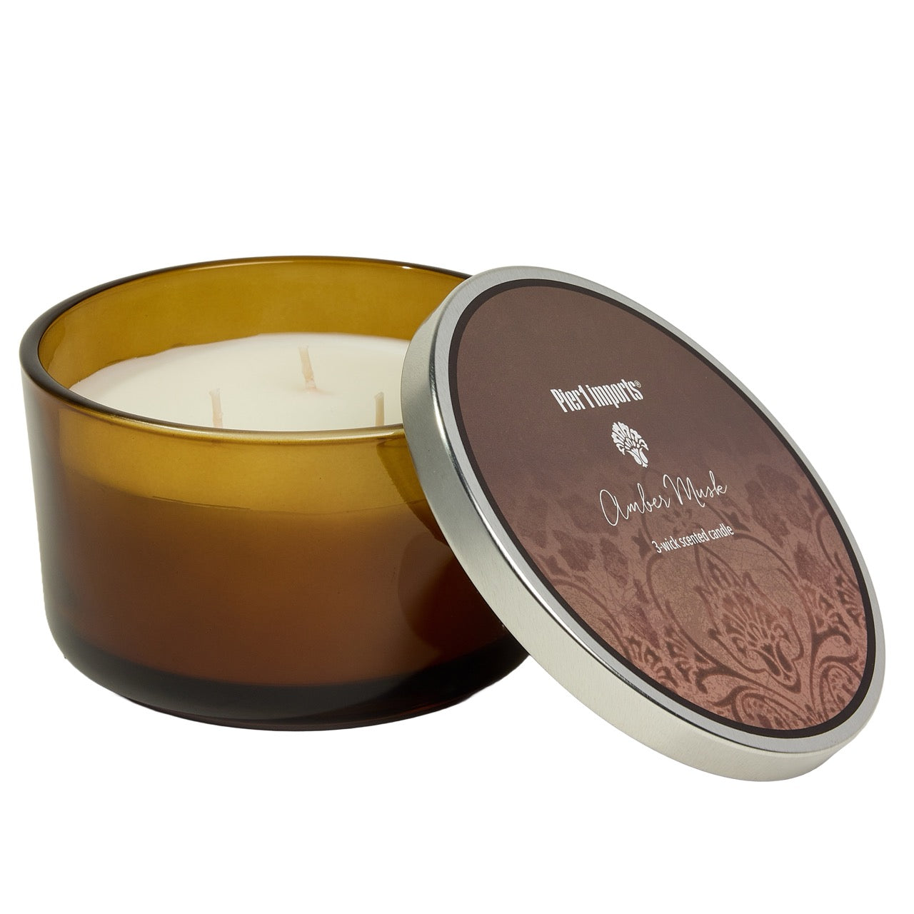 Pier 1 Amber Musk Filled 3-Wick Candle 14oz