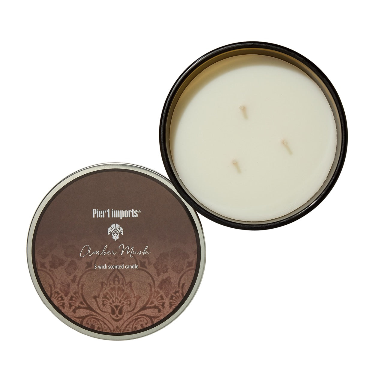 Pier 1 Amber Musk Filled 3-Wick Candle 14oz