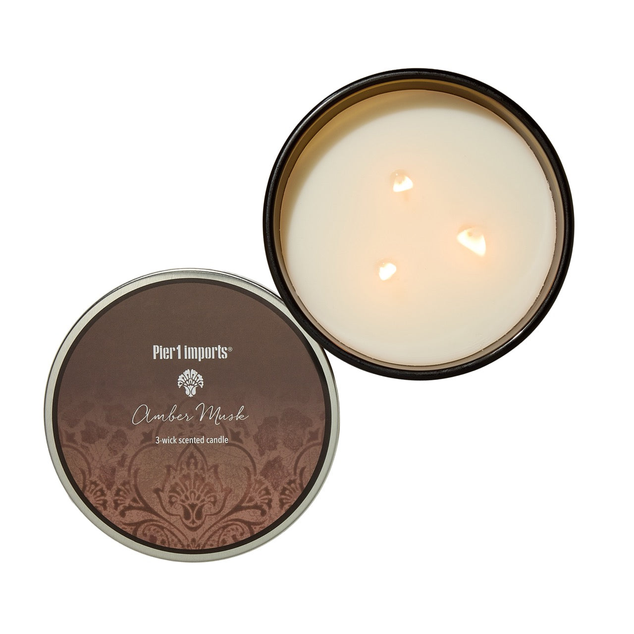 Pier 1 Amber Musk Filled 3-Wick Candle 14oz