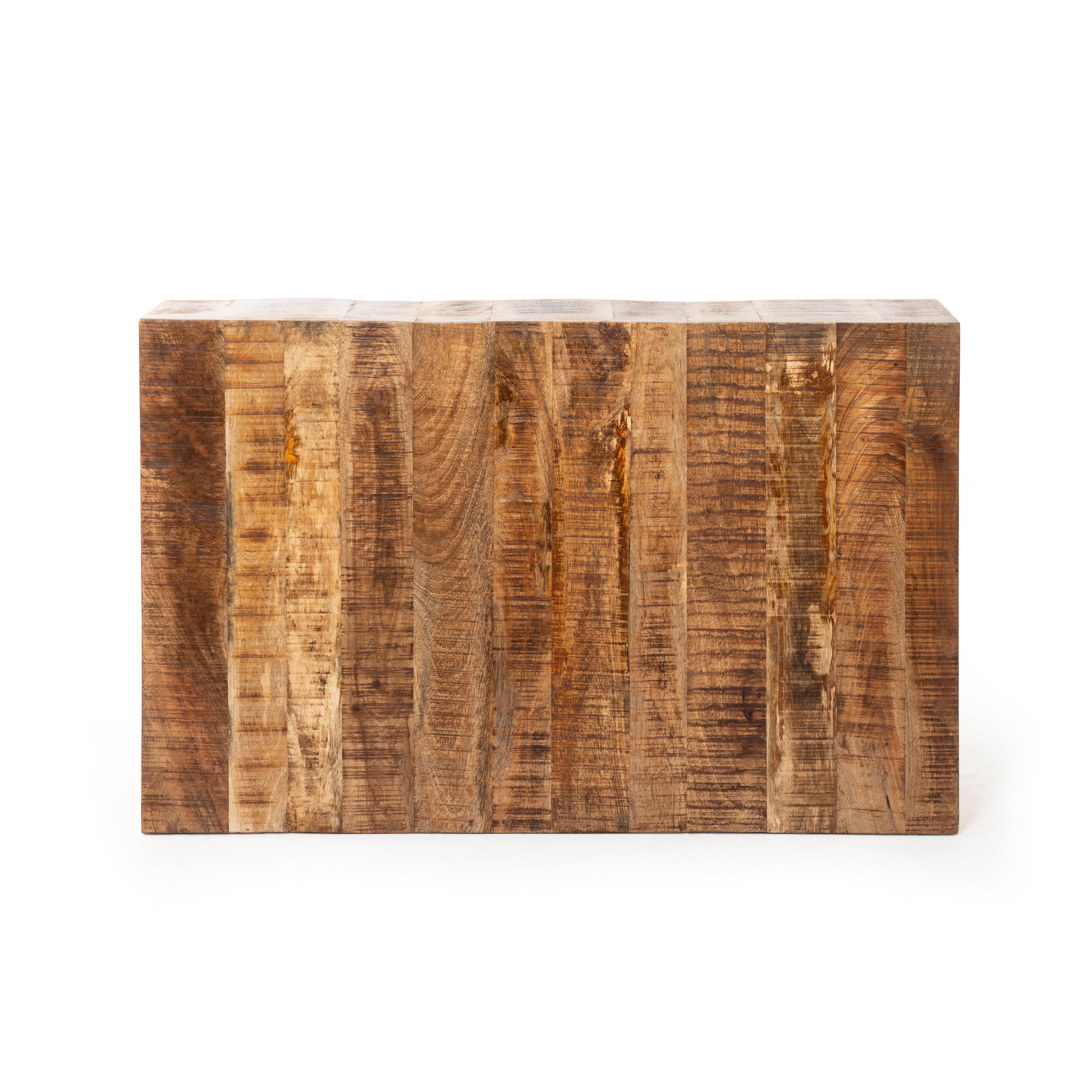 Rough Mango Wood Block Coffee Table, Brown