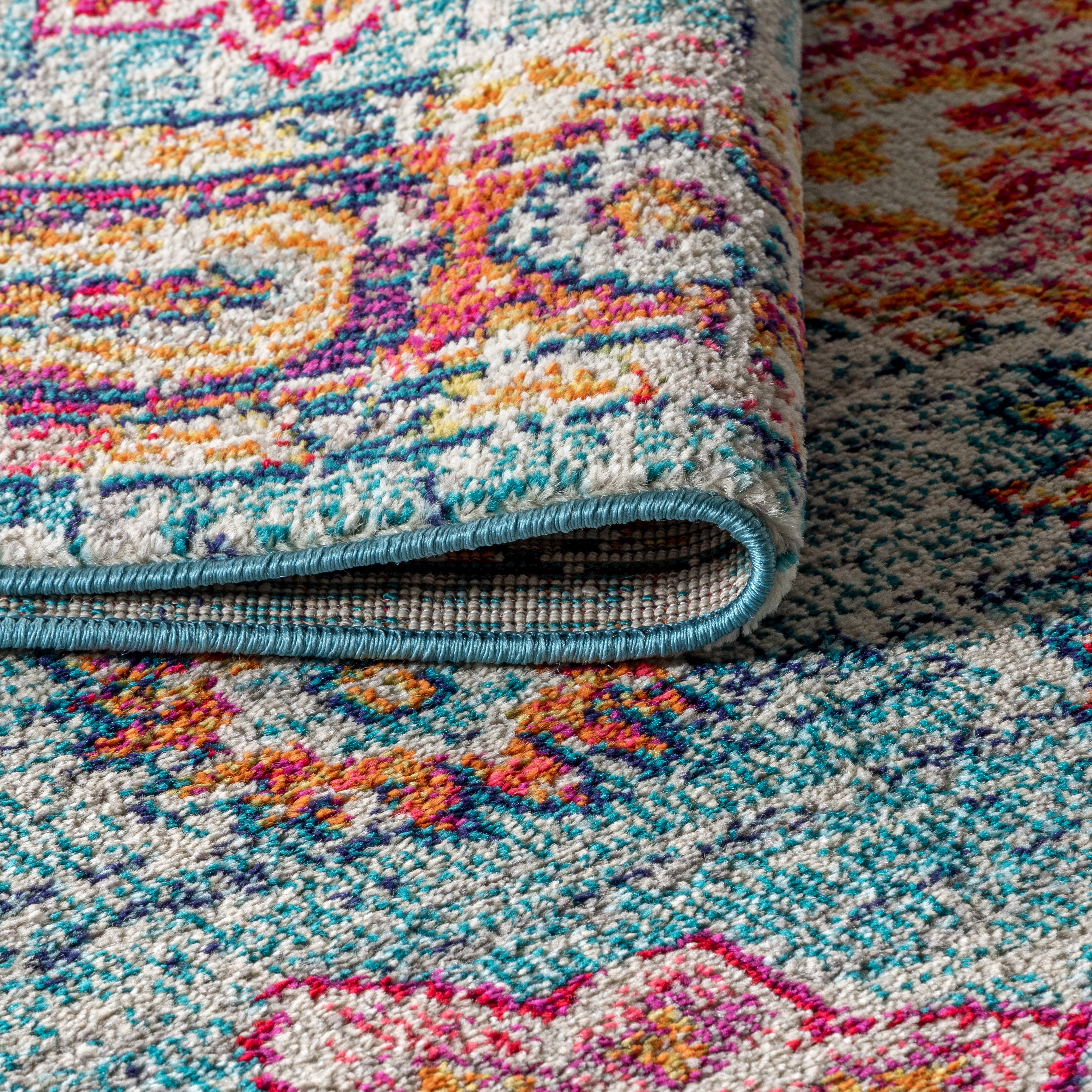 Bohemian FLAIR Blue Boho Vintage Medallion Area Rug
