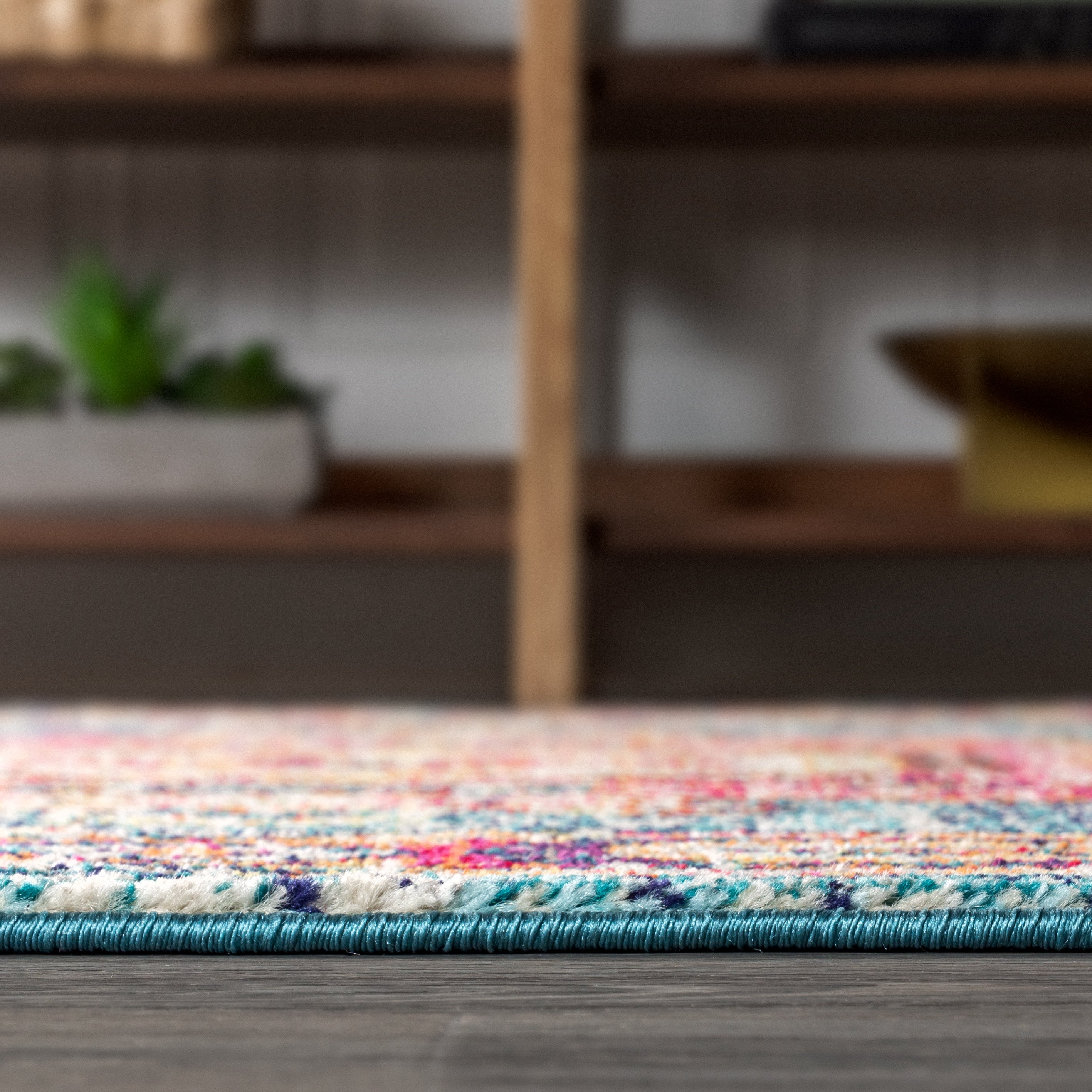 Bohemian FLAIR Blue Boho Vintage Medallion Area Rug