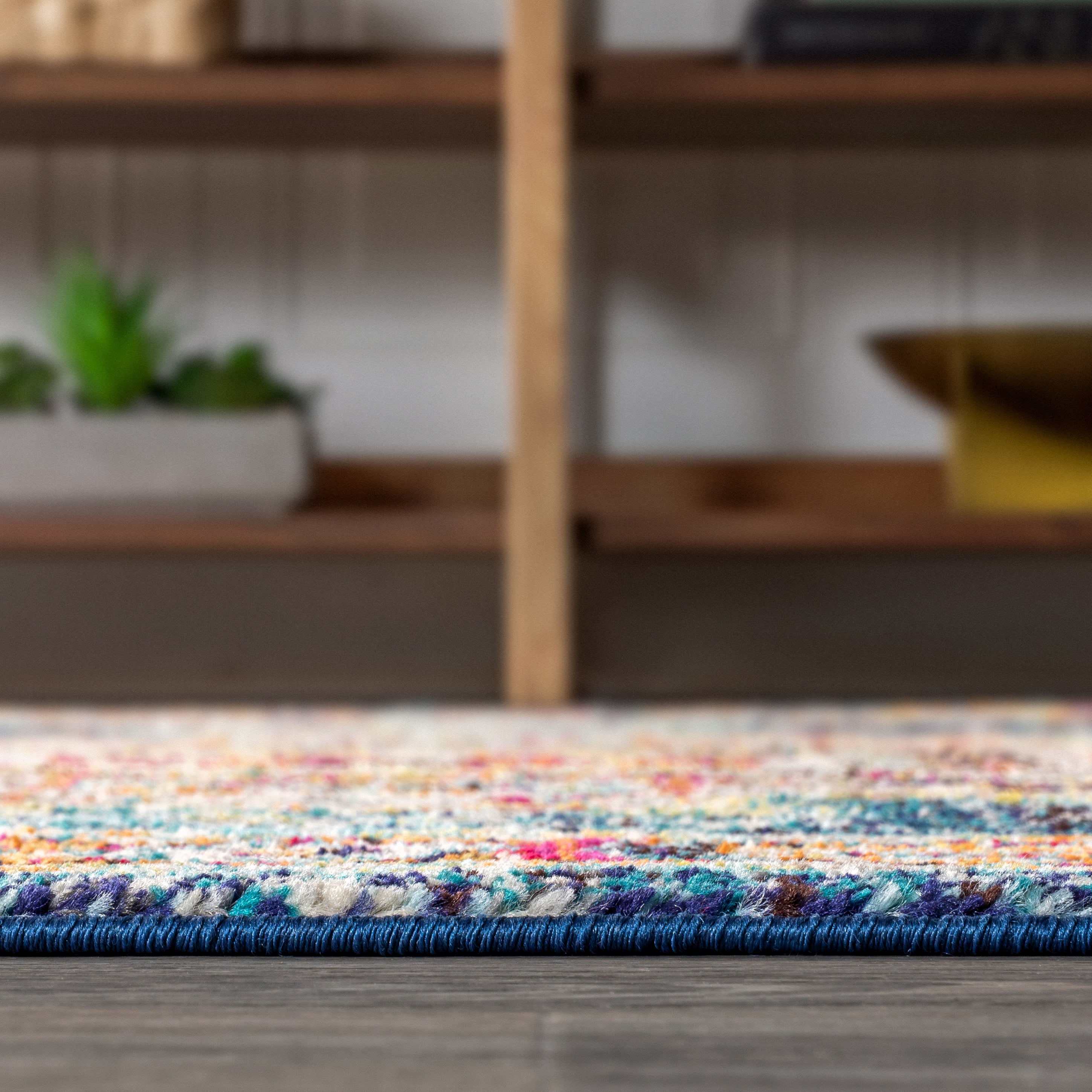 Bohemian FLAIR Blue Boho Vintage Medallion Area Rug