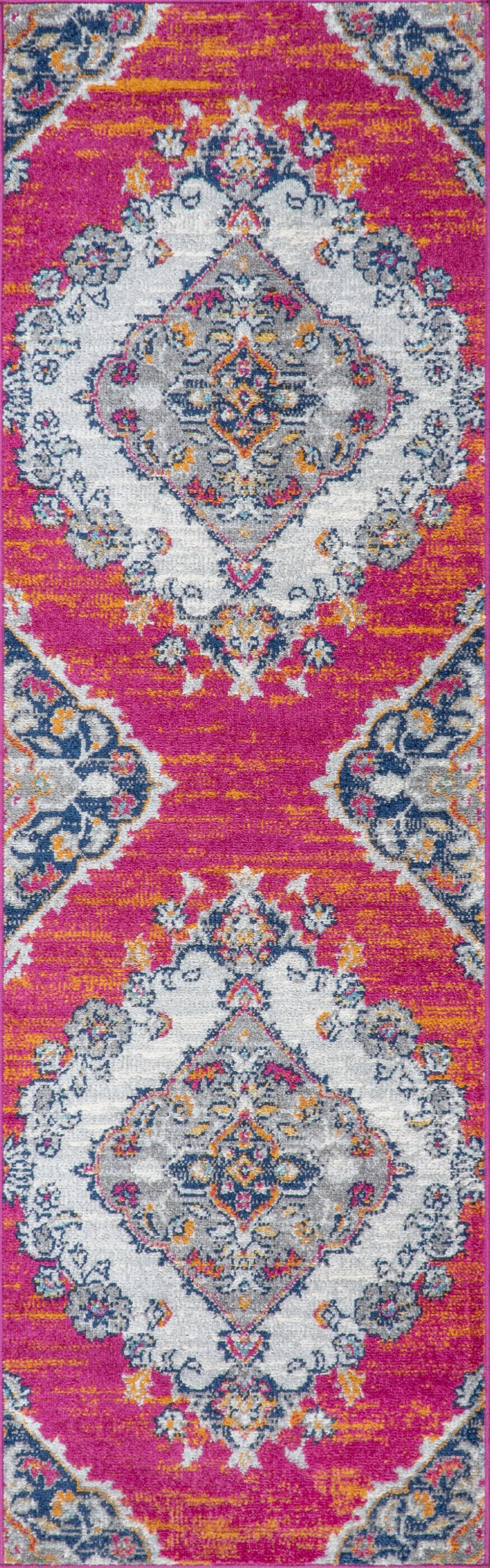 Bohemian FLAIR Coral & Gray Boho Vintage Medallion Area Rug