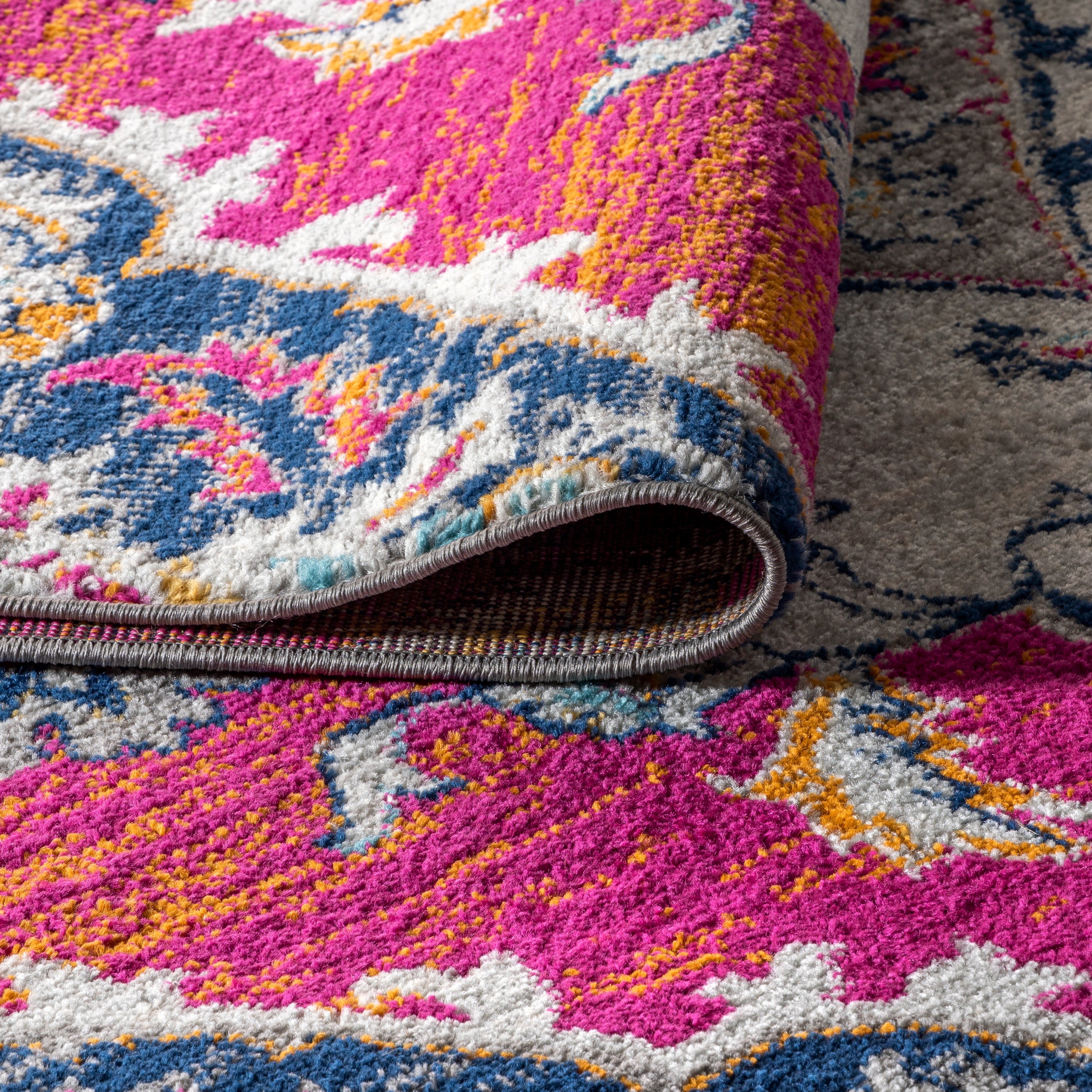 Bohemian FLAIR Coral & Gray Boho Vintage Medallion Area Rug