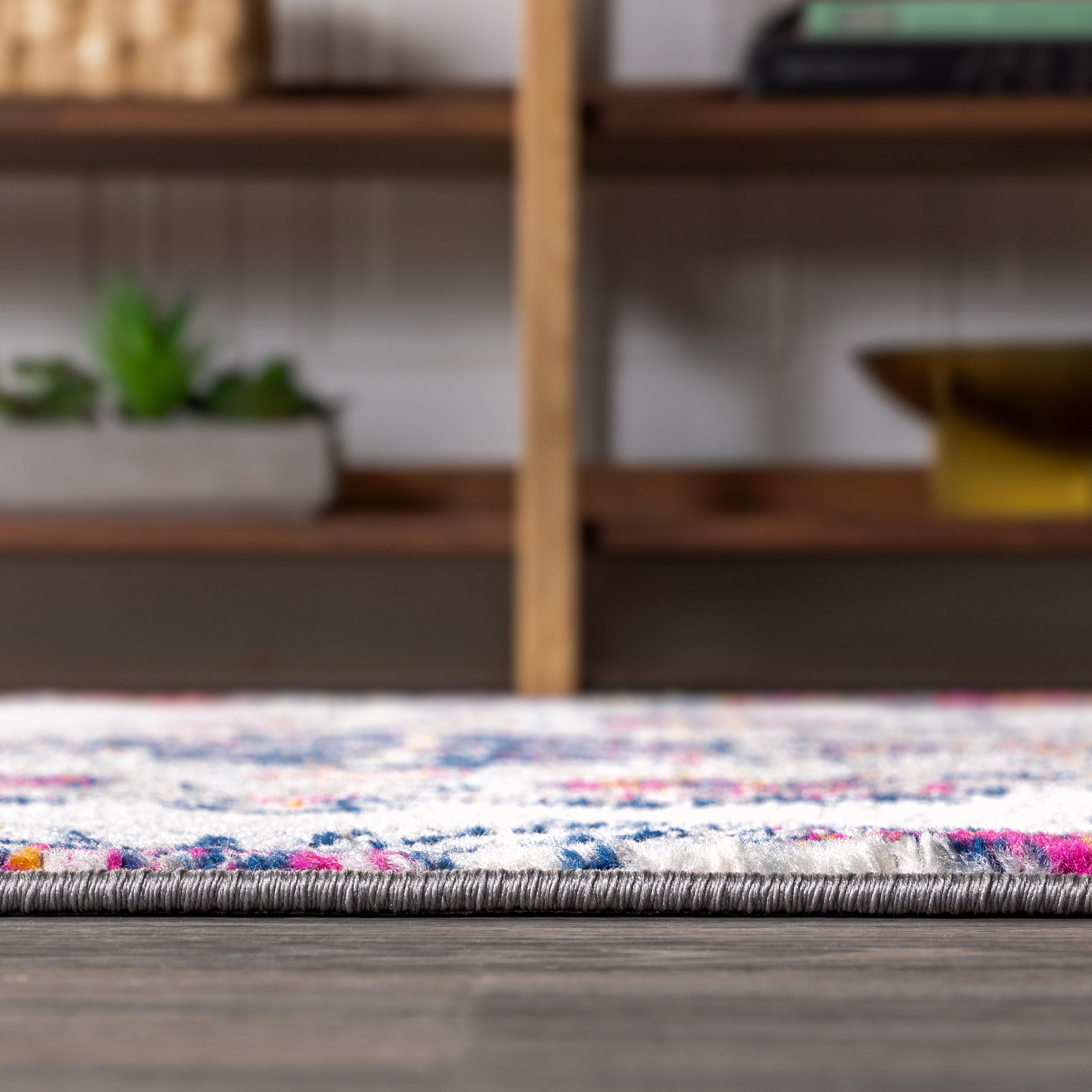 Bohemian FLAIR Coral & Gray Boho Vintage Medallion Area Rug