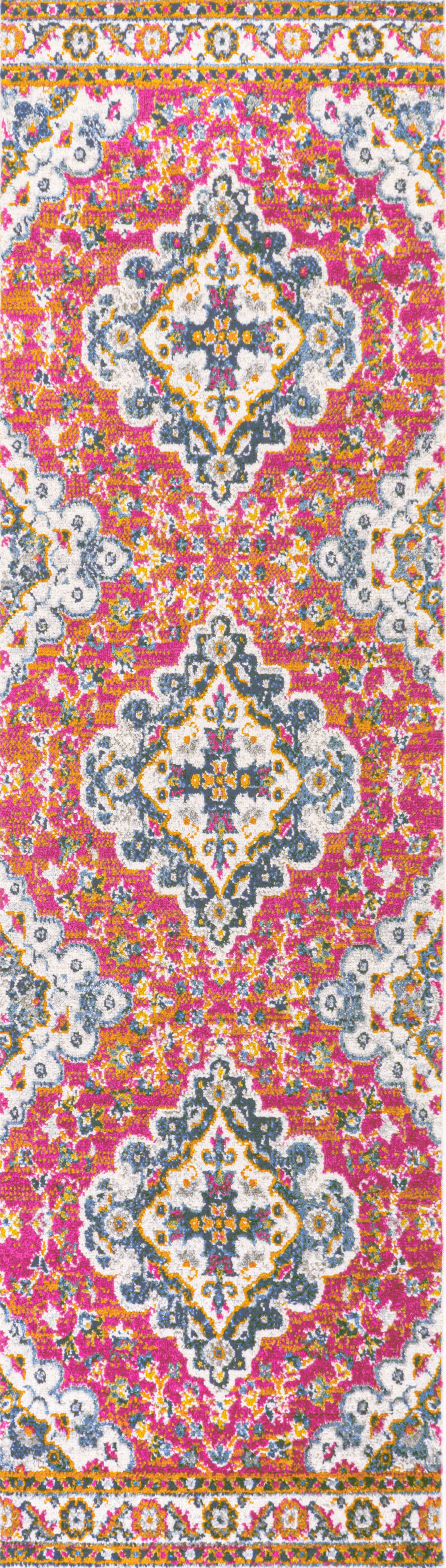 Bohemian FLAIR Fuchsia Boho Vintage Medallion Area Rug