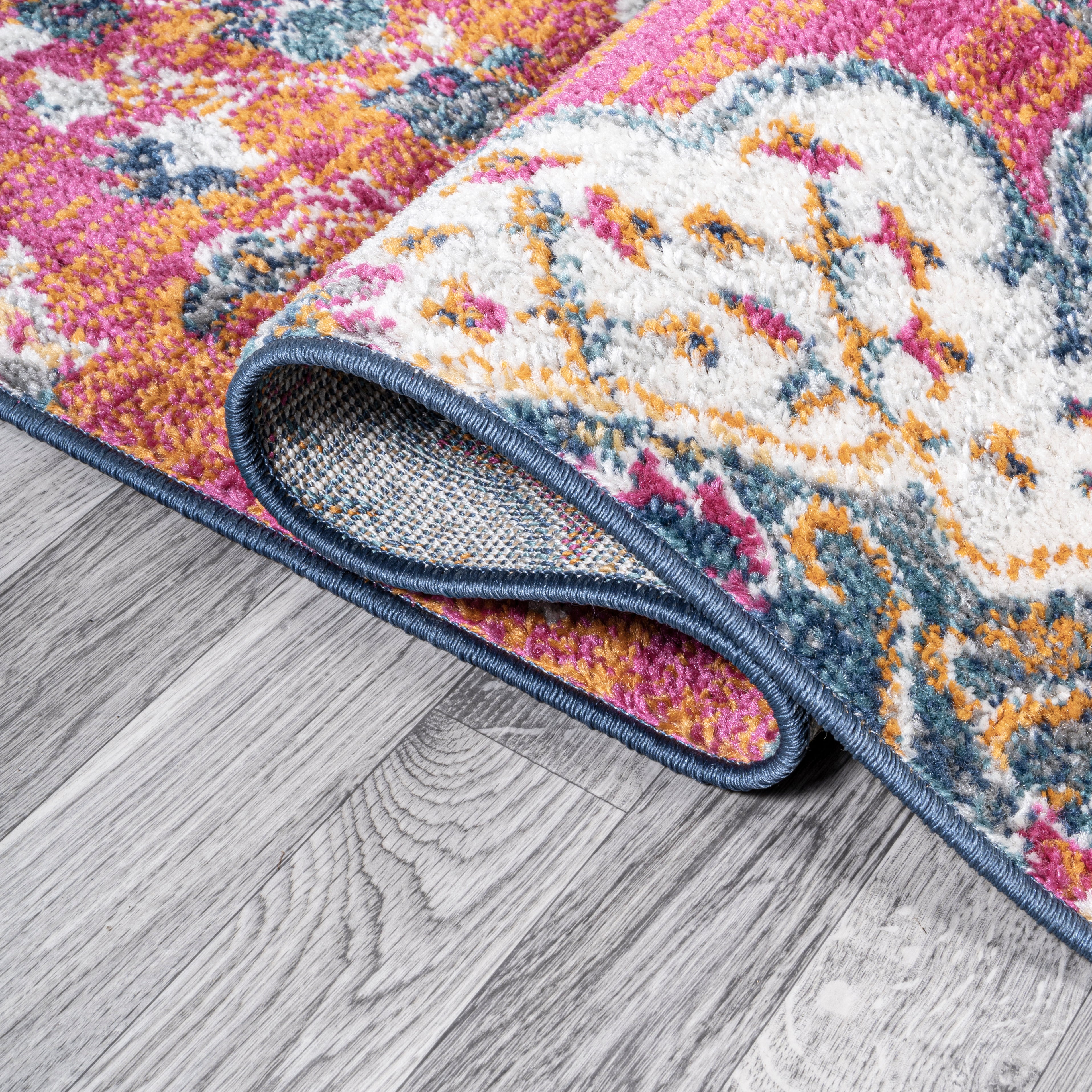 Bohemian FLAIR Fuchsia Boho Vintage Medallion Area Rug