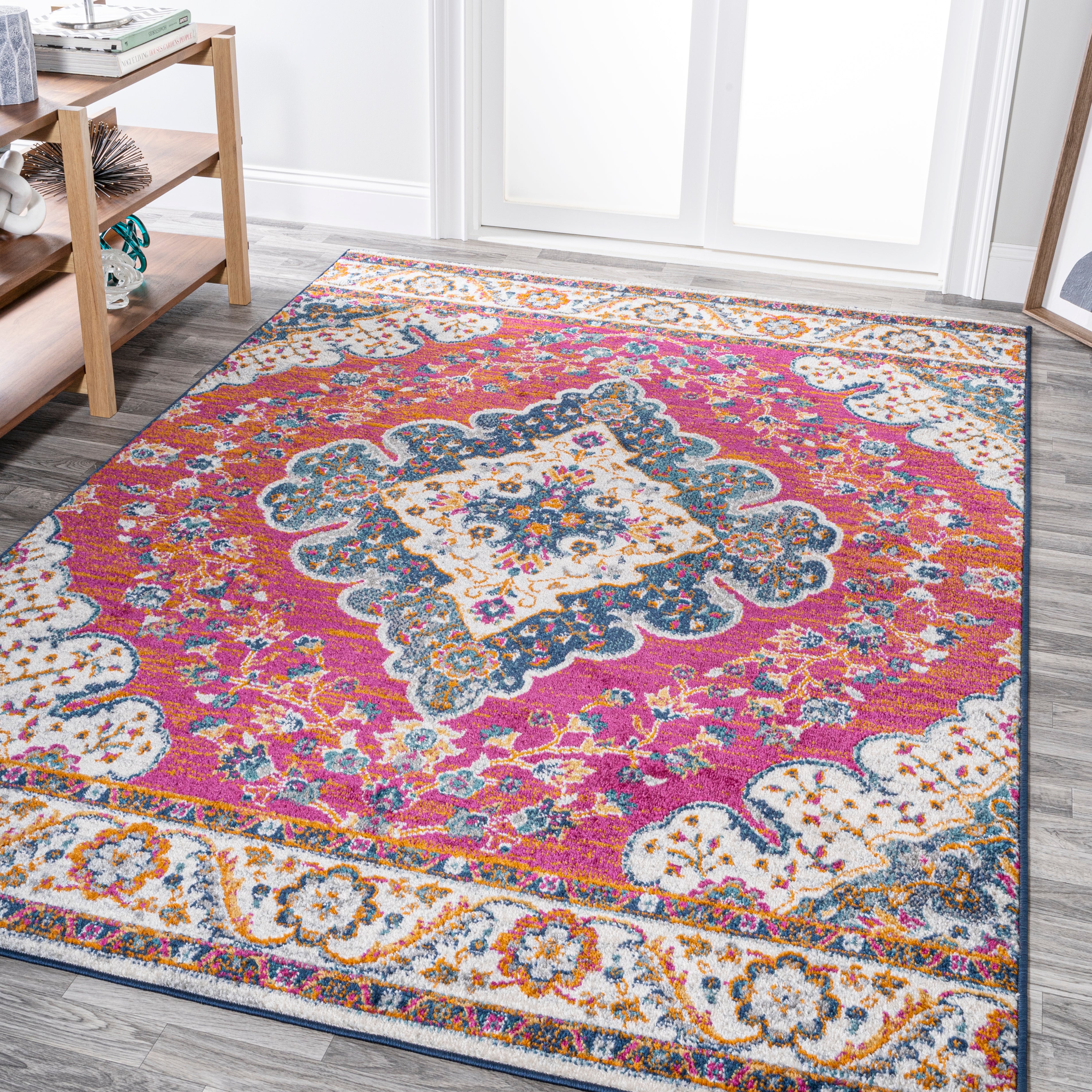 Bohemian FLAIR Fuchsia Boho Vintage Medallion Area Rug