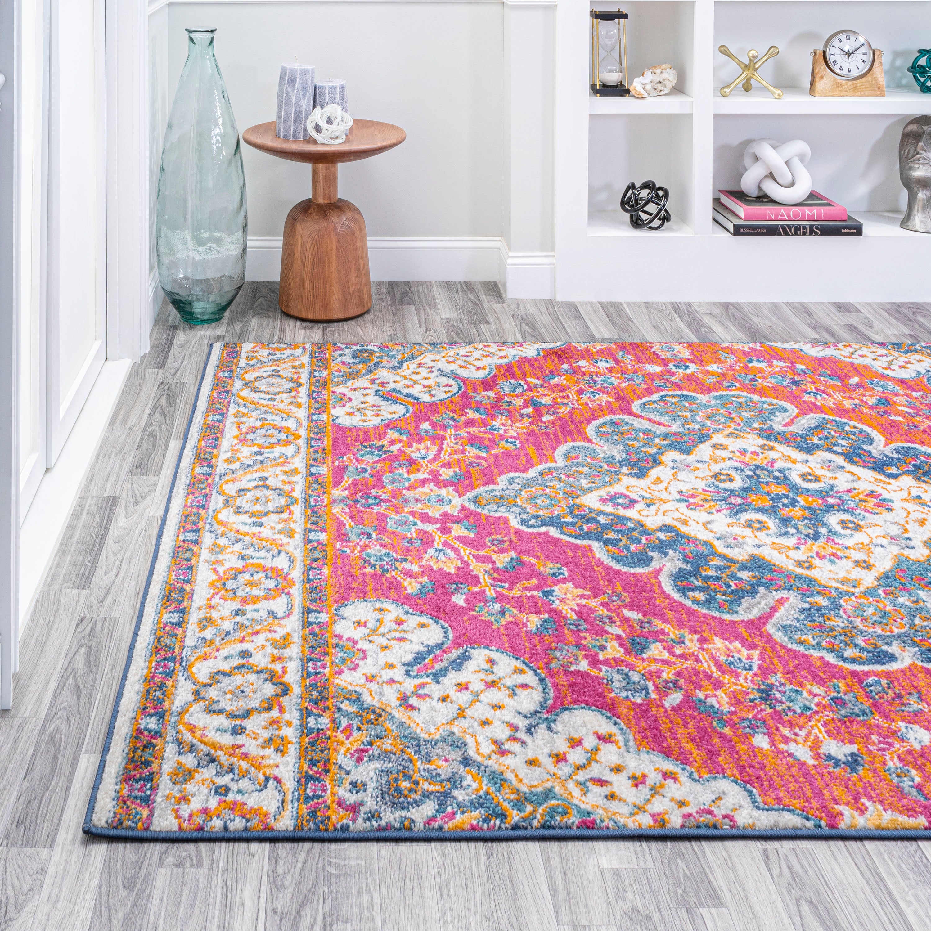 Bohemian FLAIR Fuchsia Boho Vintage Medallion Area Rug