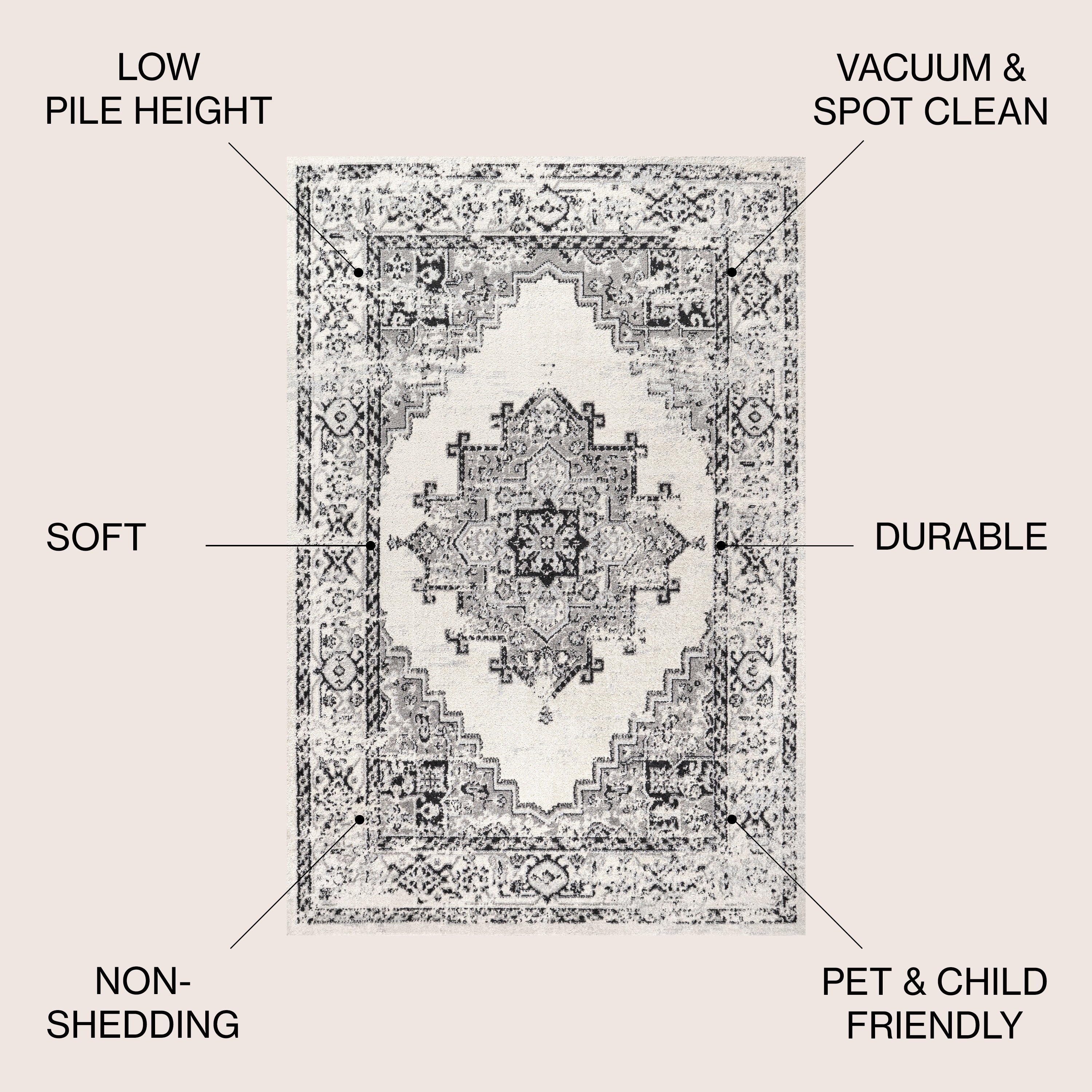 Inigo Cottage Medallion Area Rug