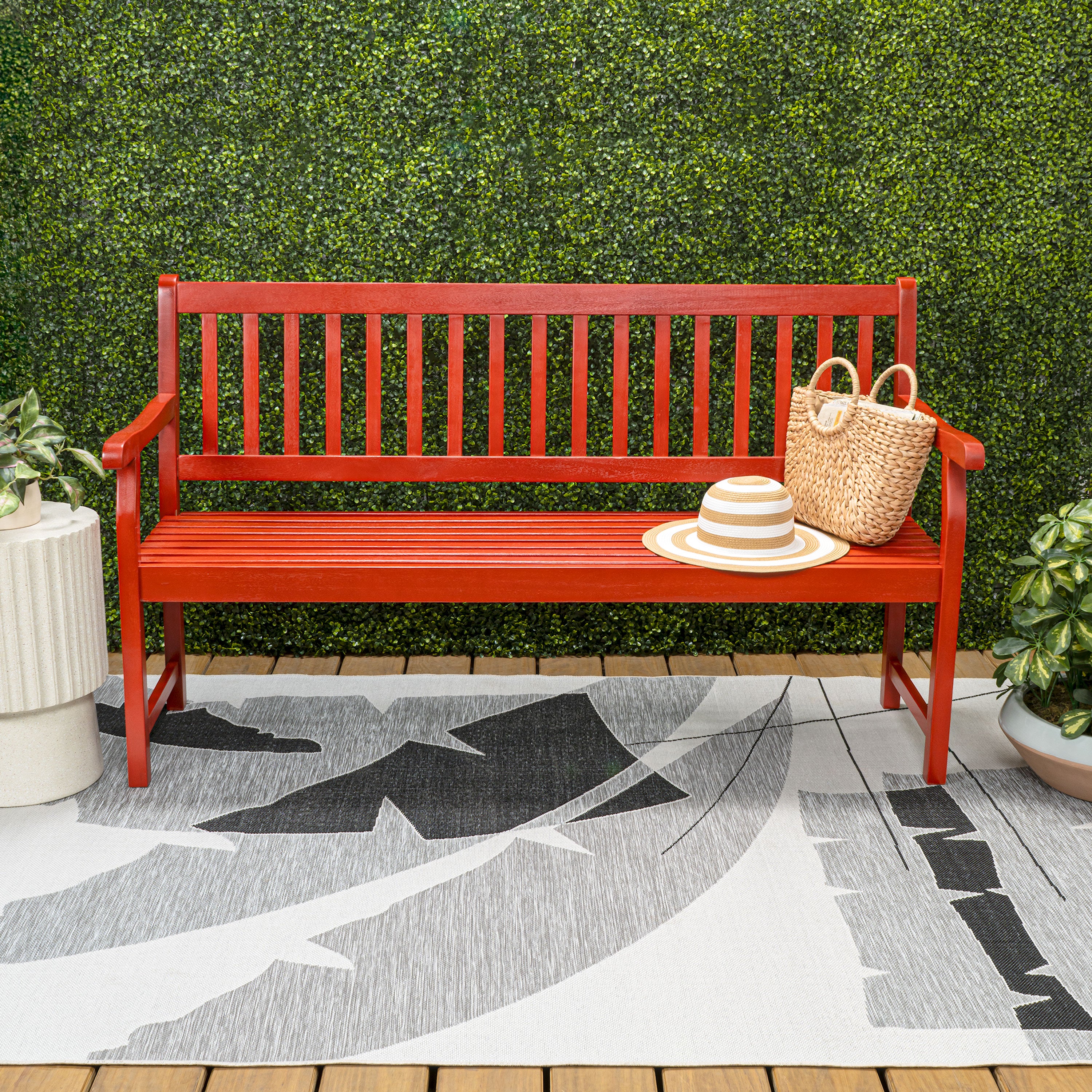 Laurel 3-Seat Slat-Back 600-Lbs Support Acacia Wood Outdoor Garden Patio Bench