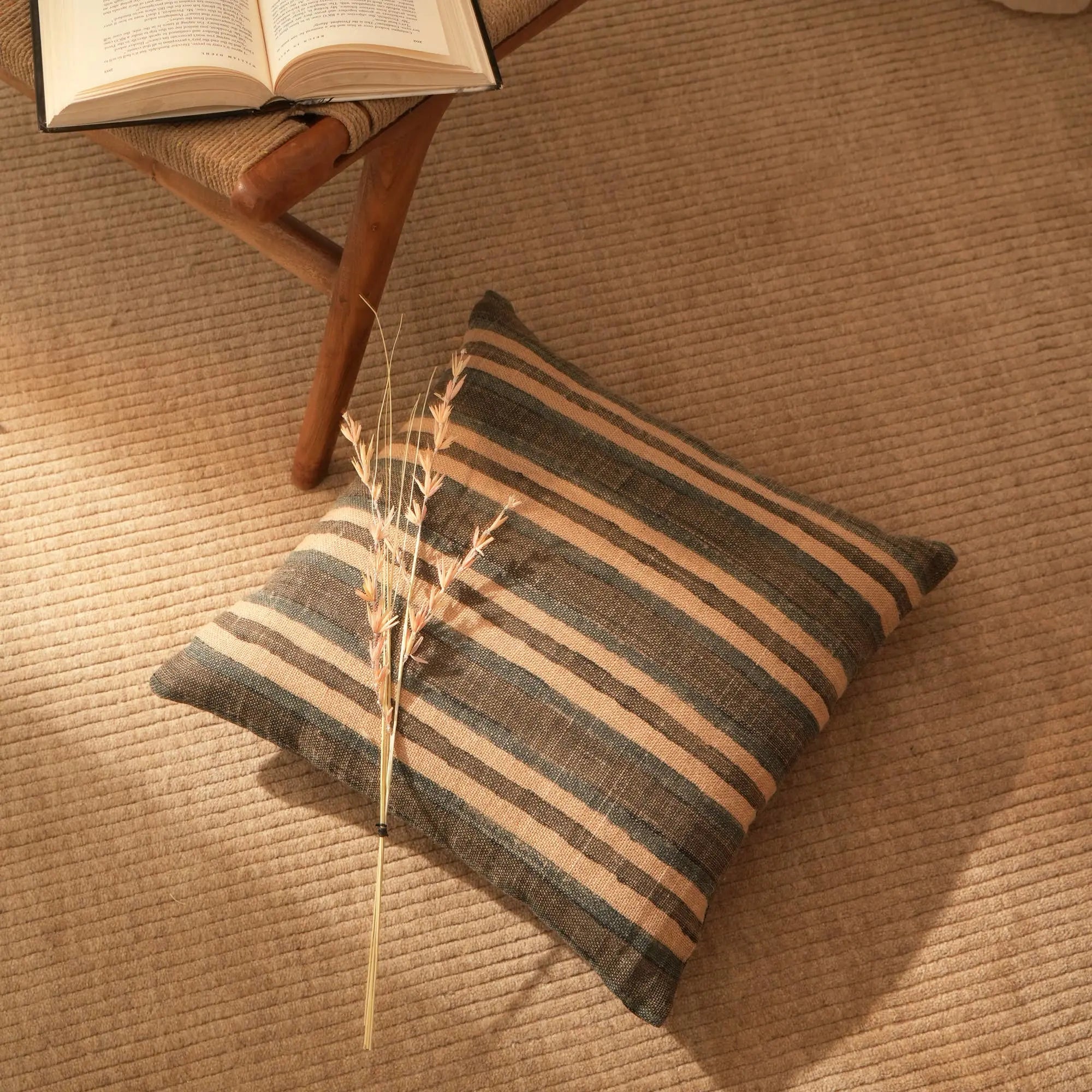 Handcrafted Reversible Weave Stripe Throw Pillow