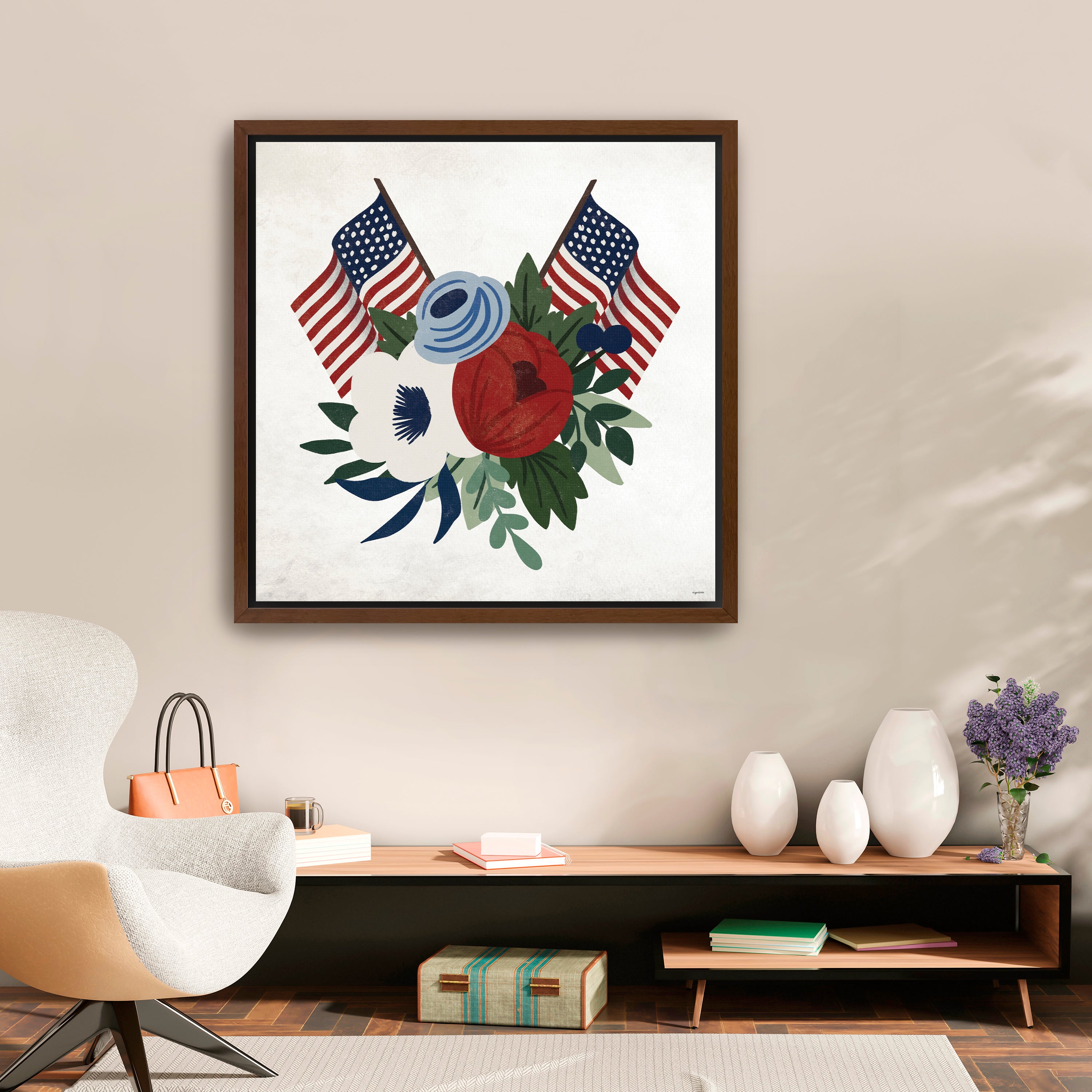 Americana Floral Canvas Giclee