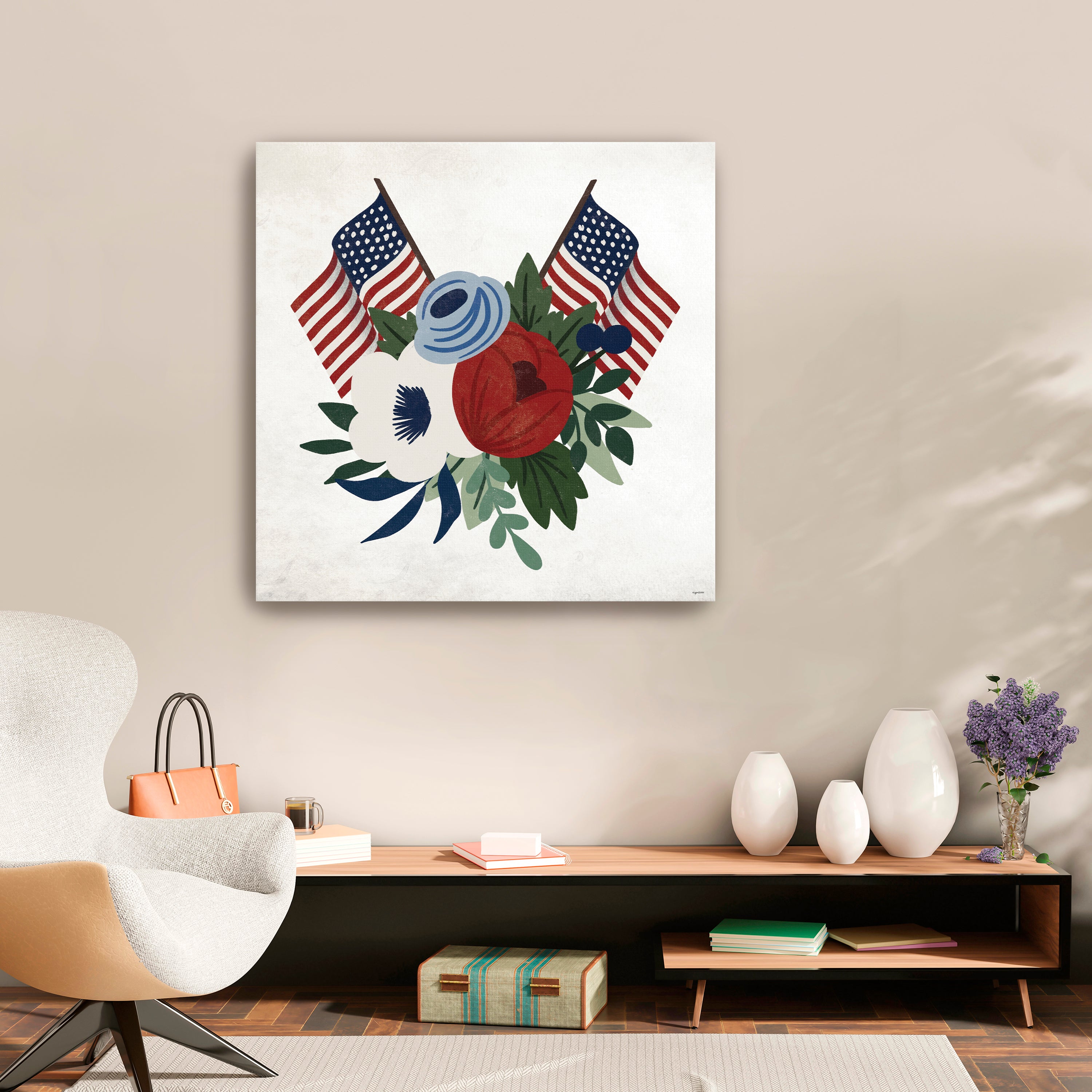 Americana Floral Canvas Giclee