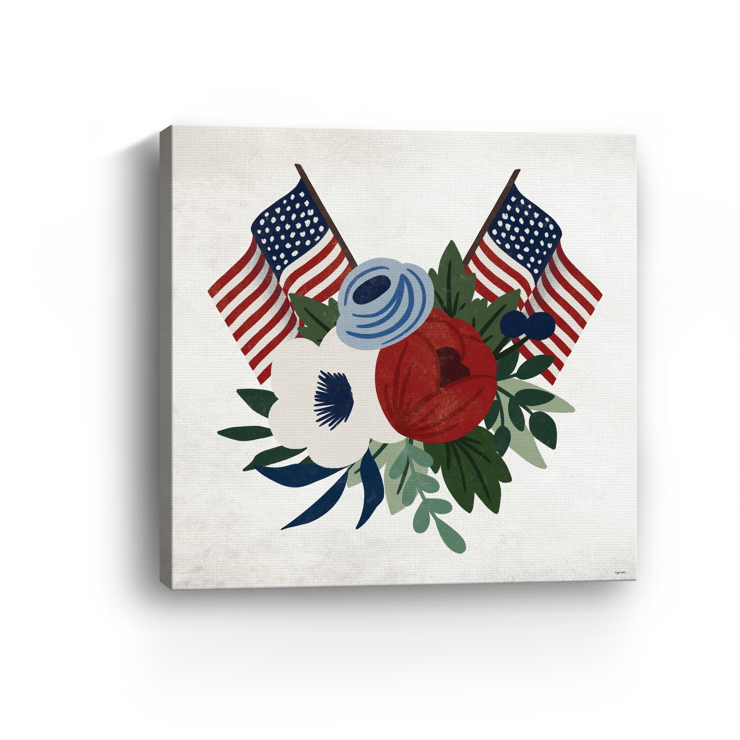 Americana Floral Canvas Giclee