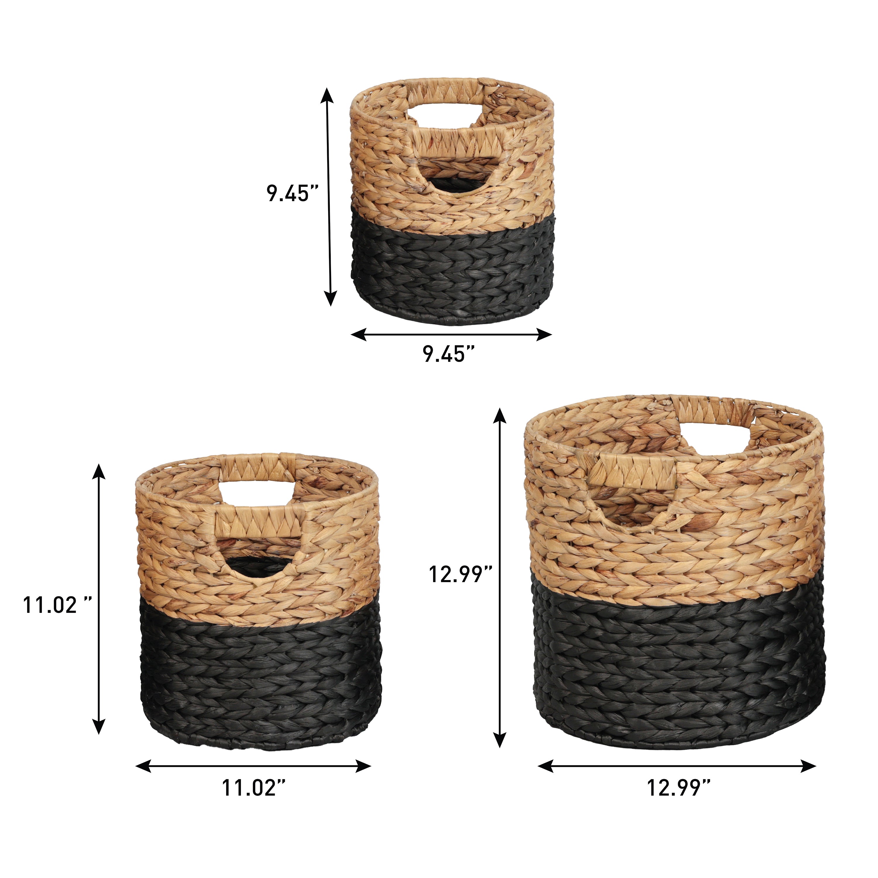Avery Bohemian Cottage Handwoven Cylinder Nesting Baskets with Handles