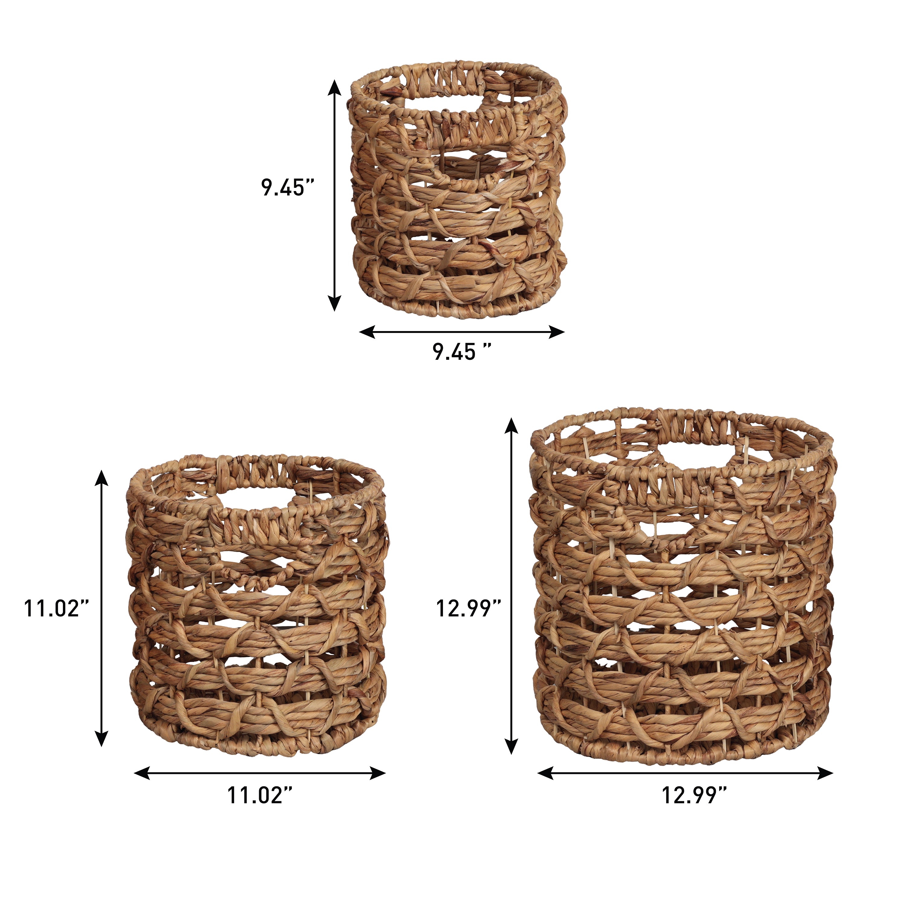 Lattice Bohemian Coastal Handwoven Rope Nesting Baskets with Handles