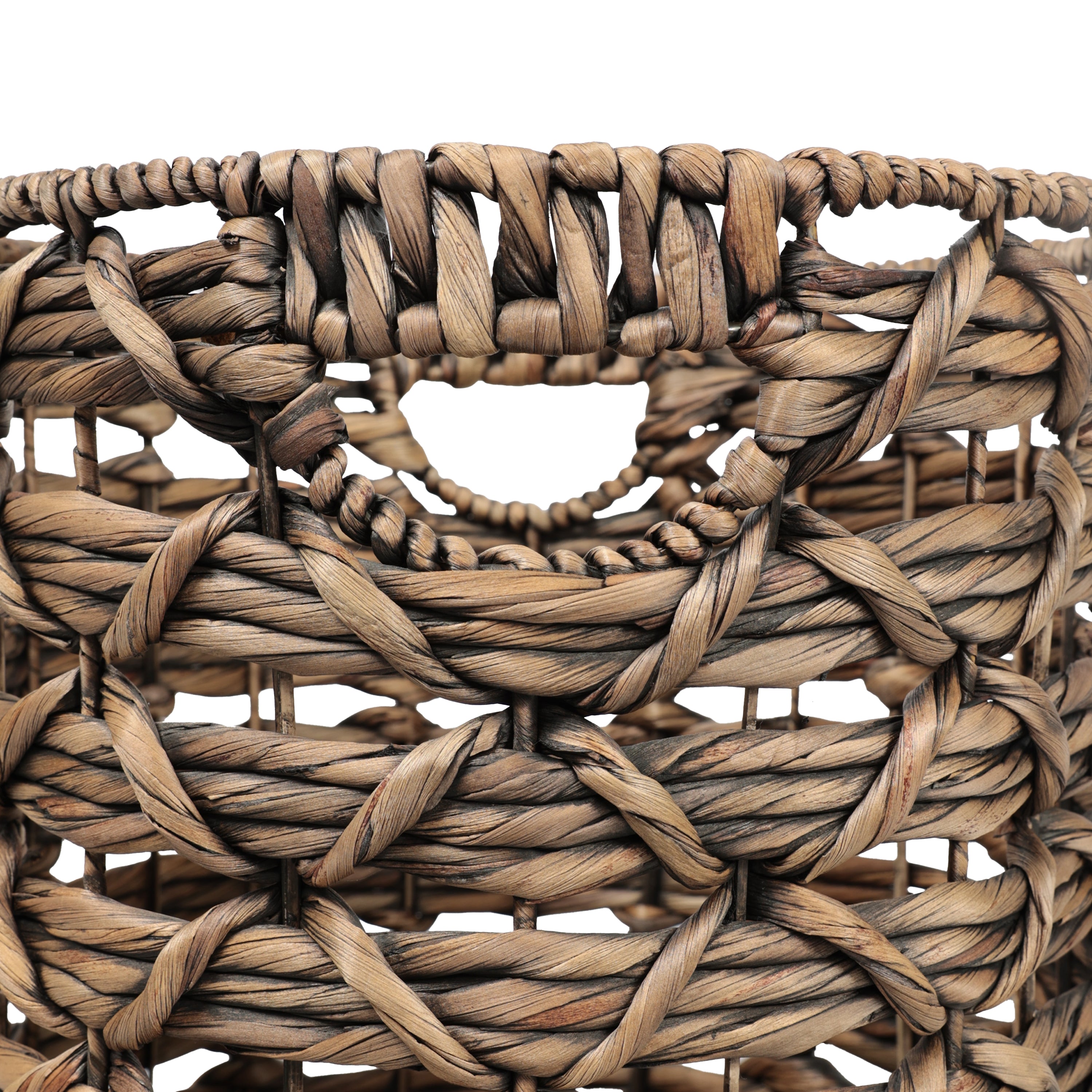 Lattice Bohemian Coastal Handwoven Rope Nesting Baskets with Handles