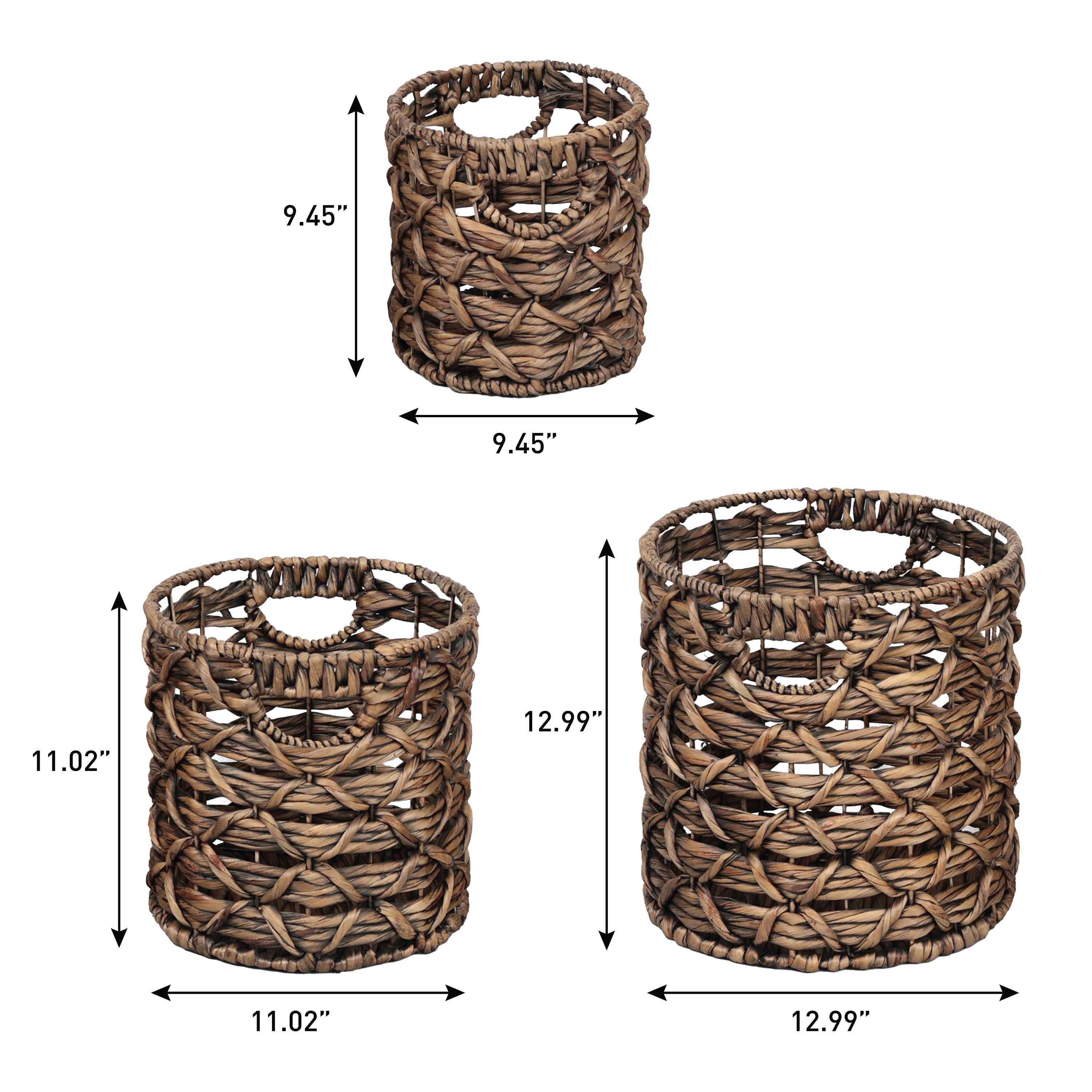 Lattice Bohemian Coastal Handwoven Rope Nesting Baskets with Handles