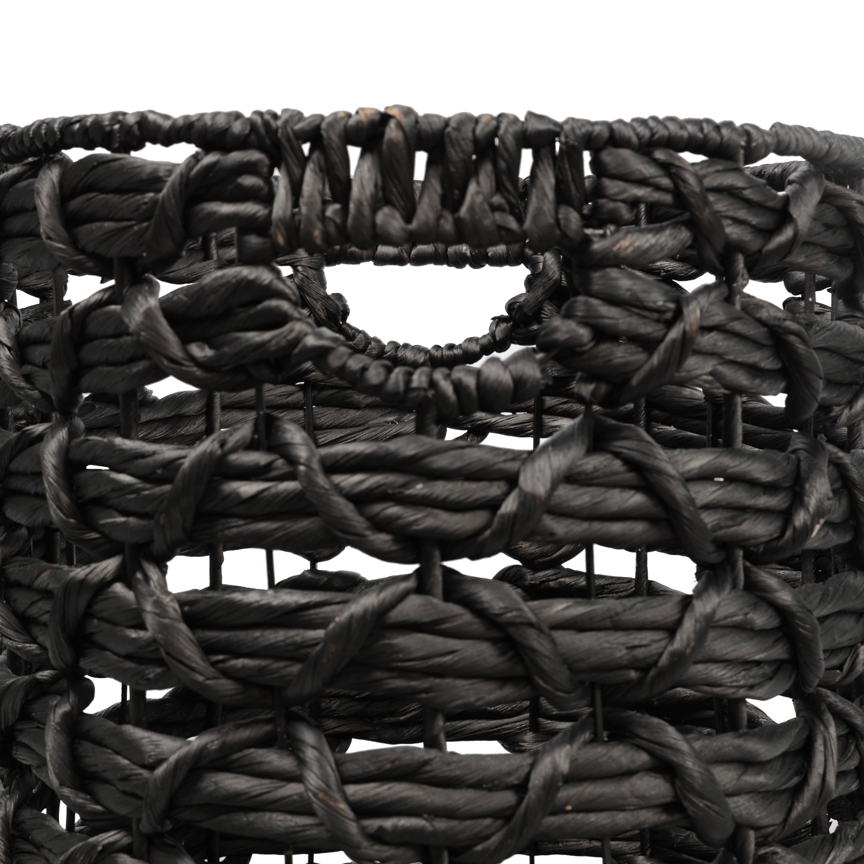 Lattice Bohemian Coastal Handwoven Rope Nesting Baskets with Handles