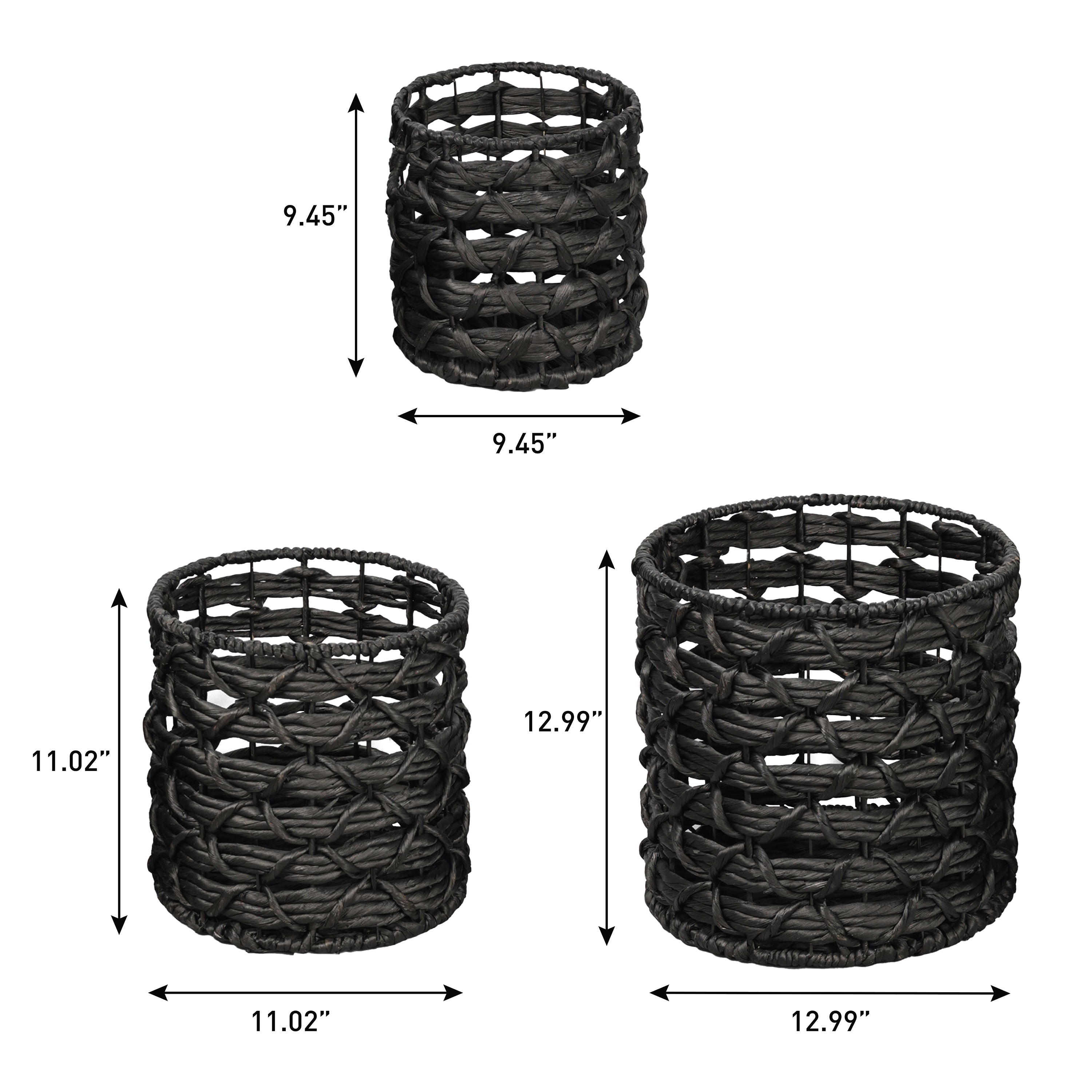 Lattice Bohemian Coastal Handwoven Rope Nesting Baskets with Handles