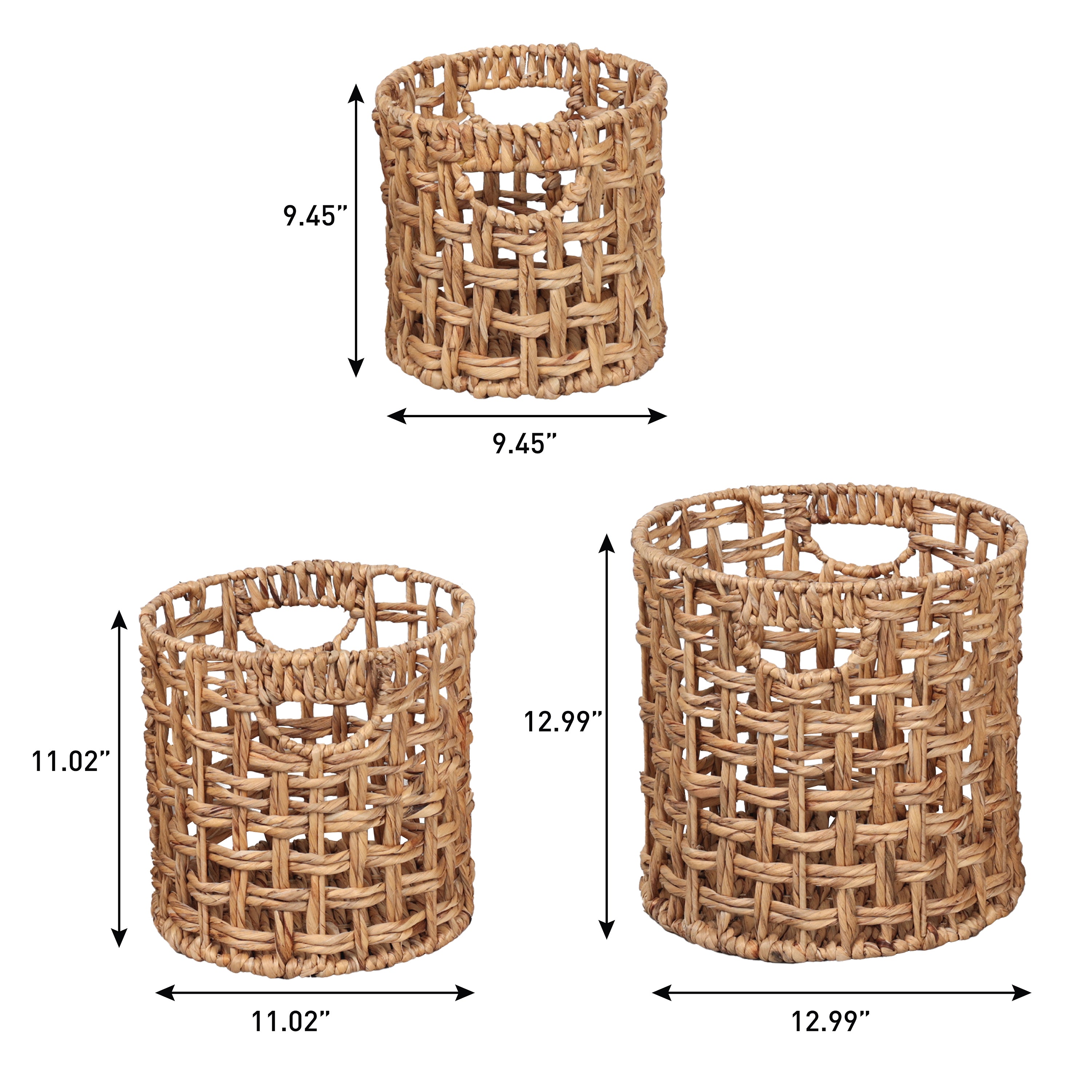 Lasuna Coastal Bohemian Handwoven Nesting Baskets with Handles