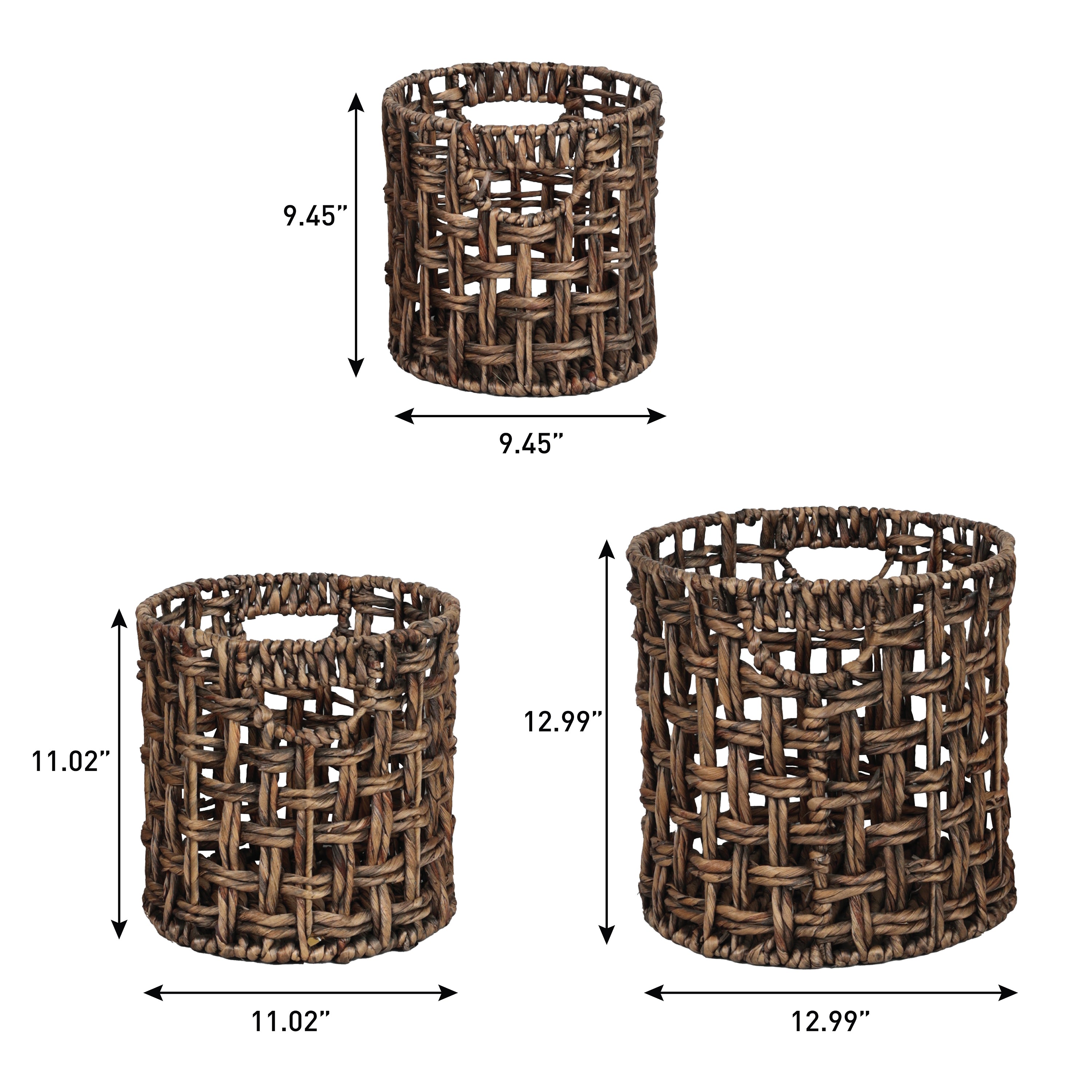 Lasuna Coastal Bohemian Handwoven Nesting Baskets with Handles