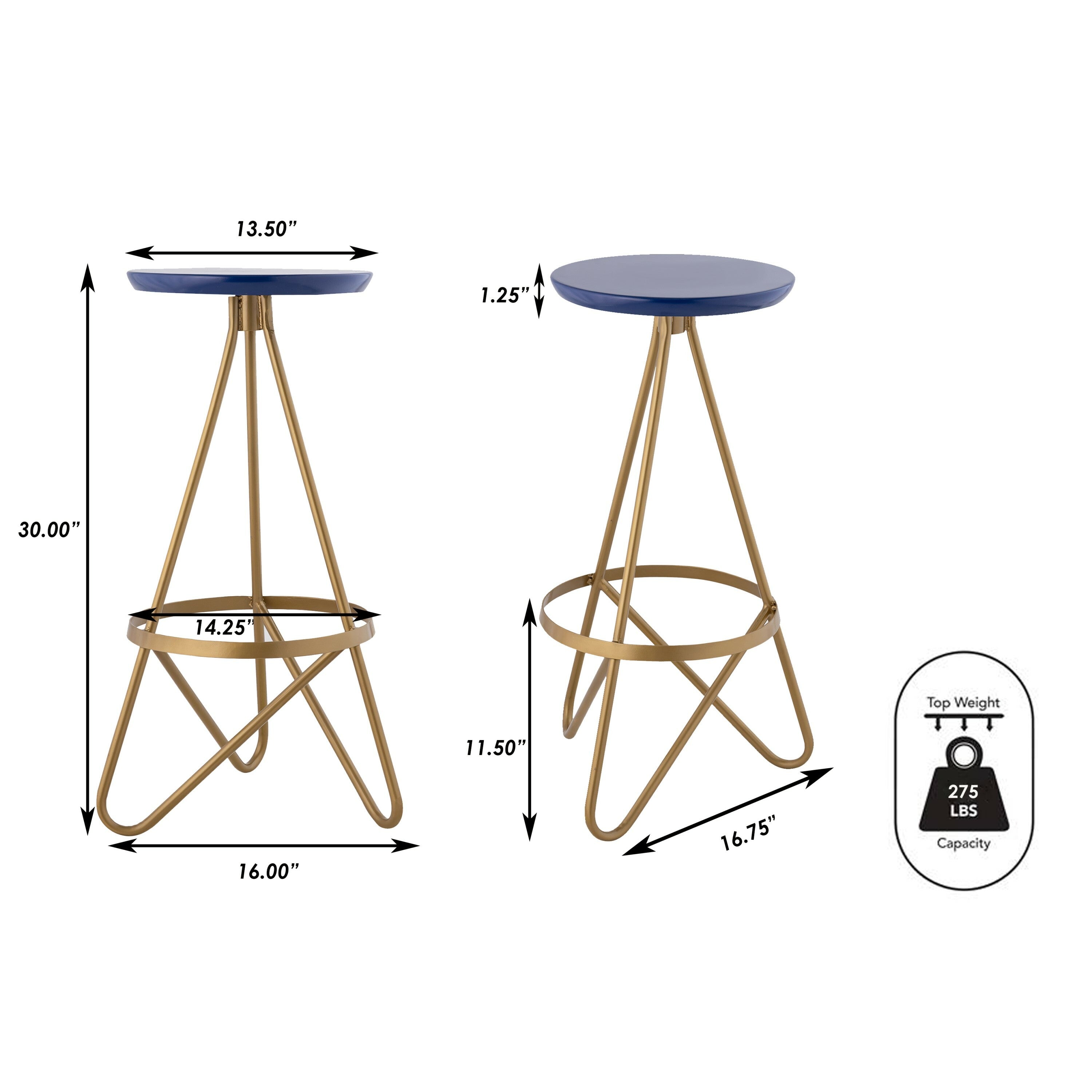 Spiroa Modern Industrial Metal Backless Circular Bar Stool