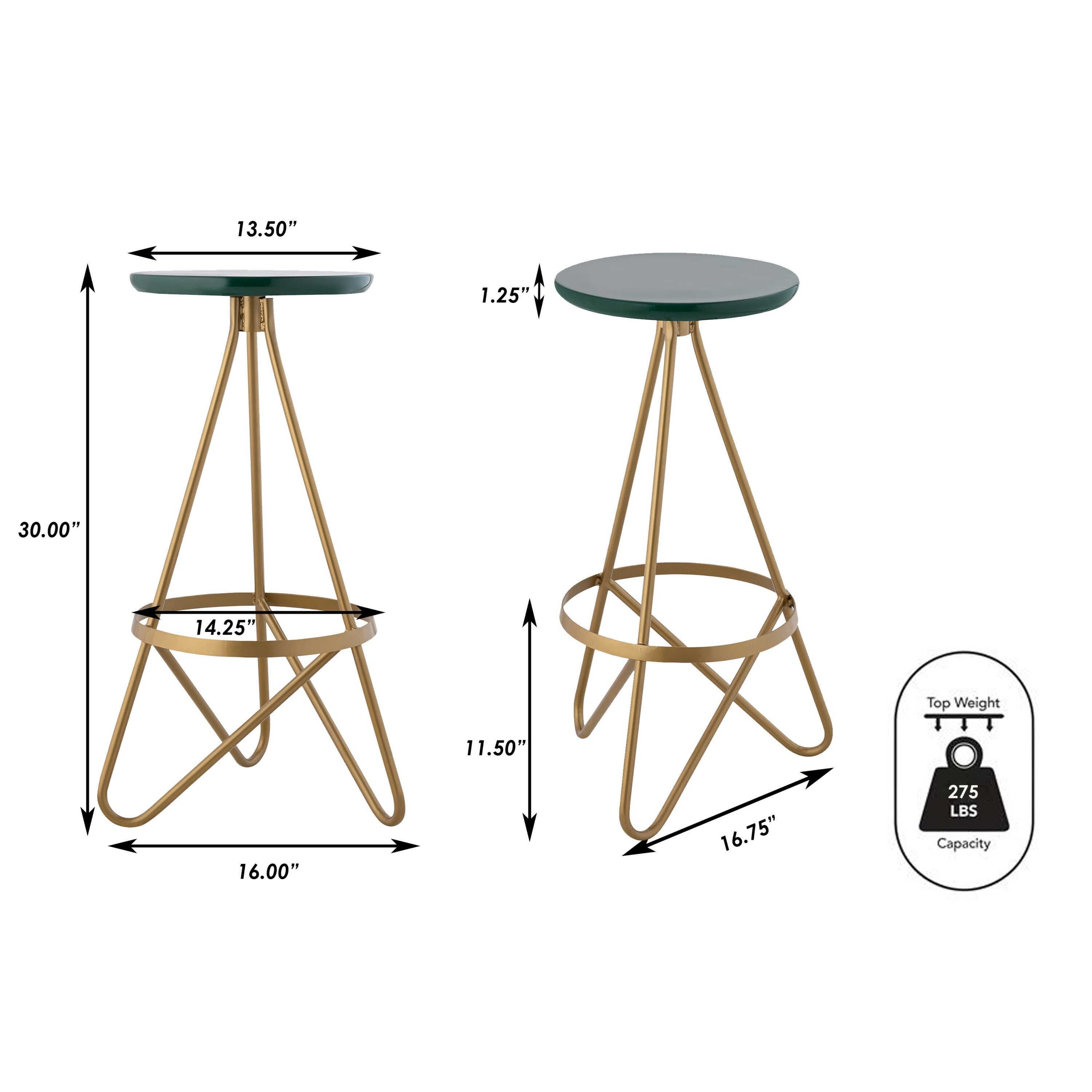 Spiroa Modern Industrial Metal Backless Circular Bar Stool