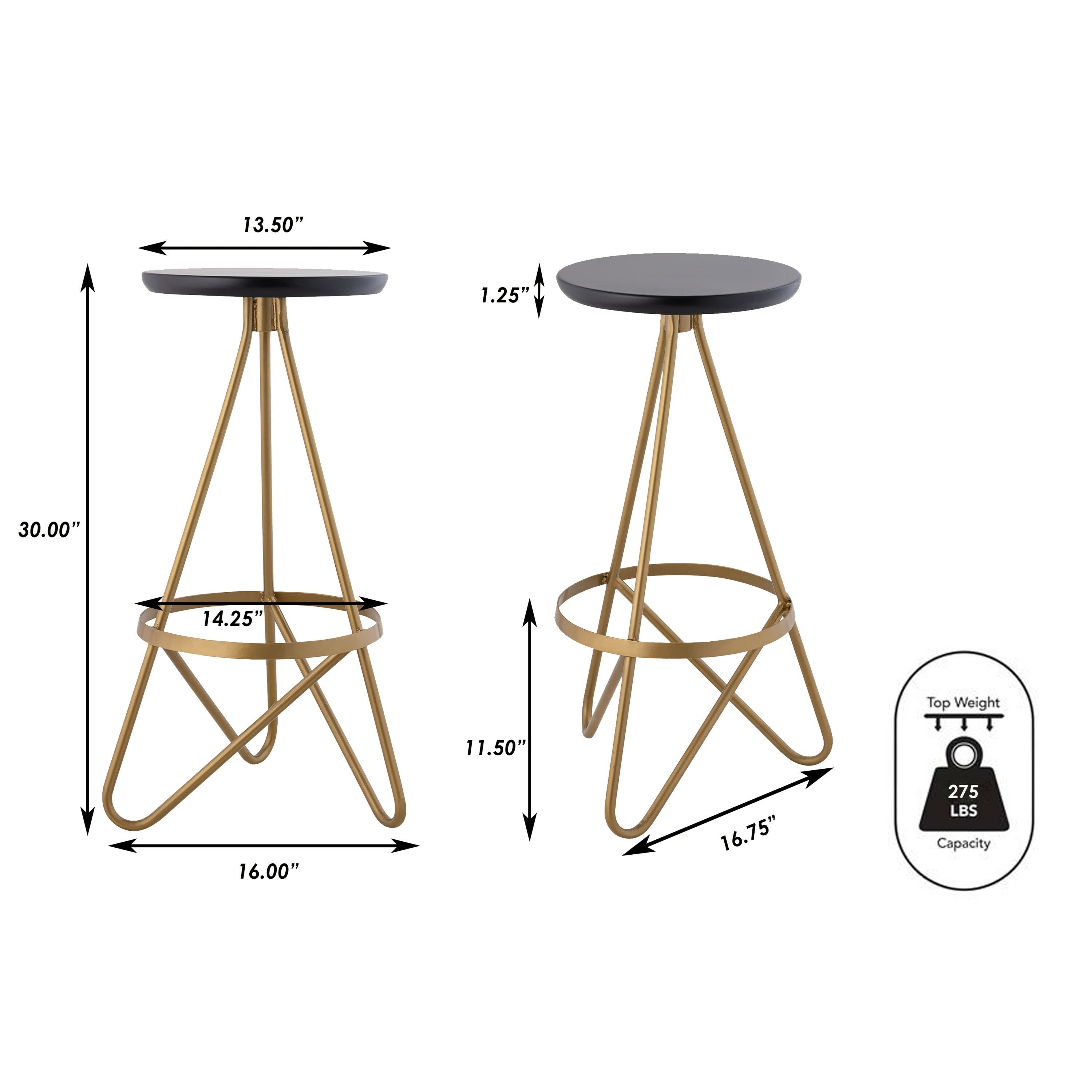 Spiroa Modern Industrial Metal Backless Circular Bar Stool