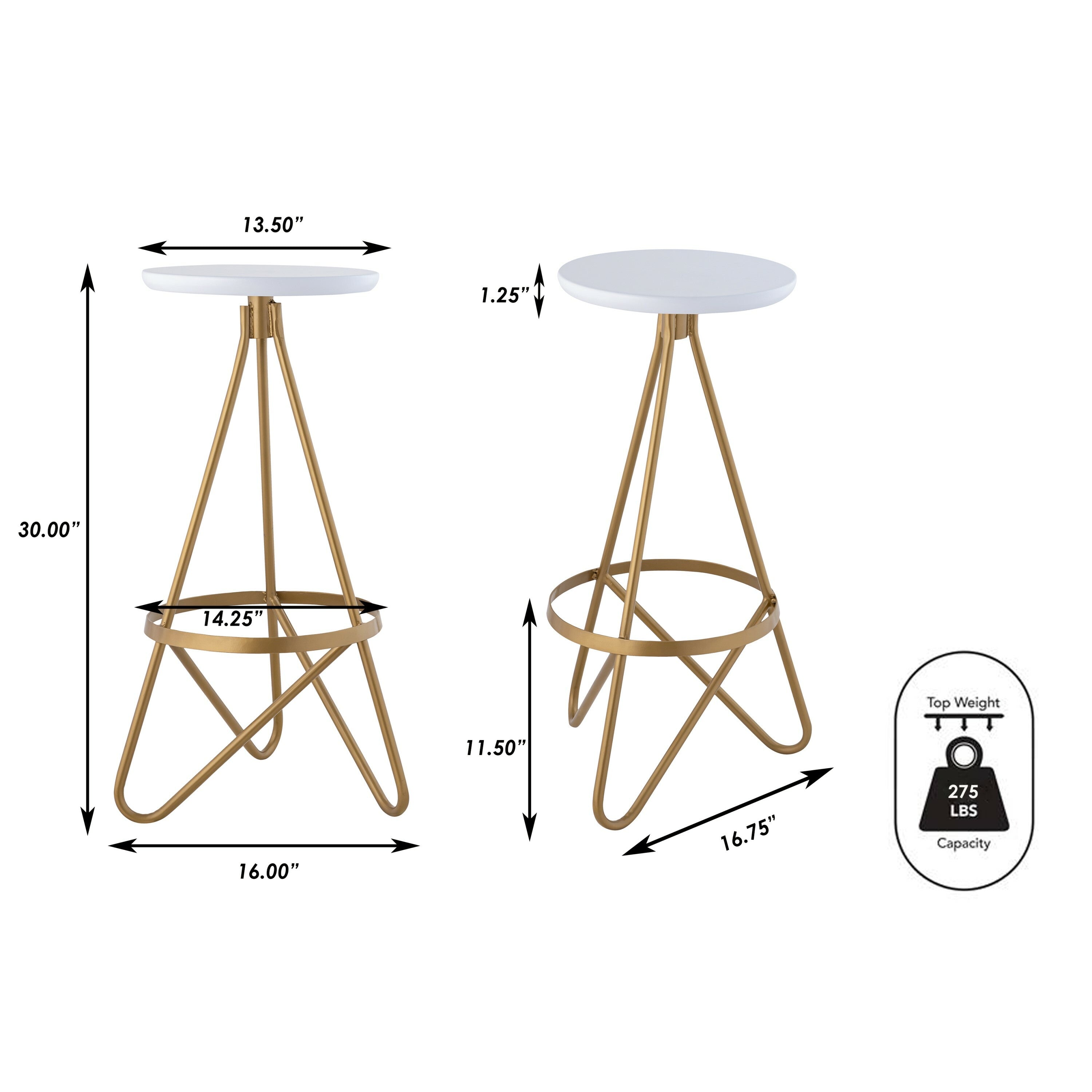 Spiroa Modern Industrial Metal Backless Circular Bar Stool