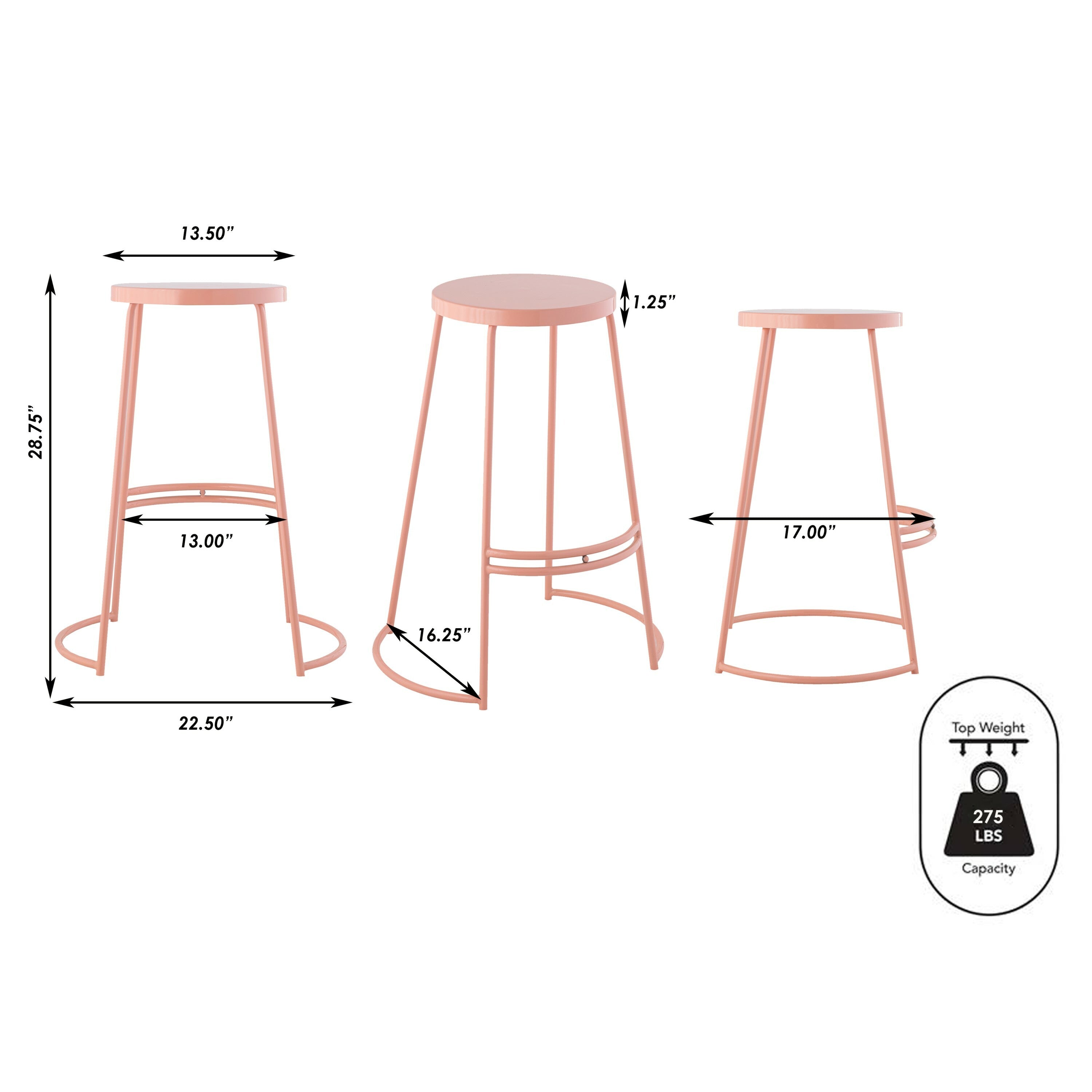 Hula Modern Designer Iron Curved Backless Bar Stool