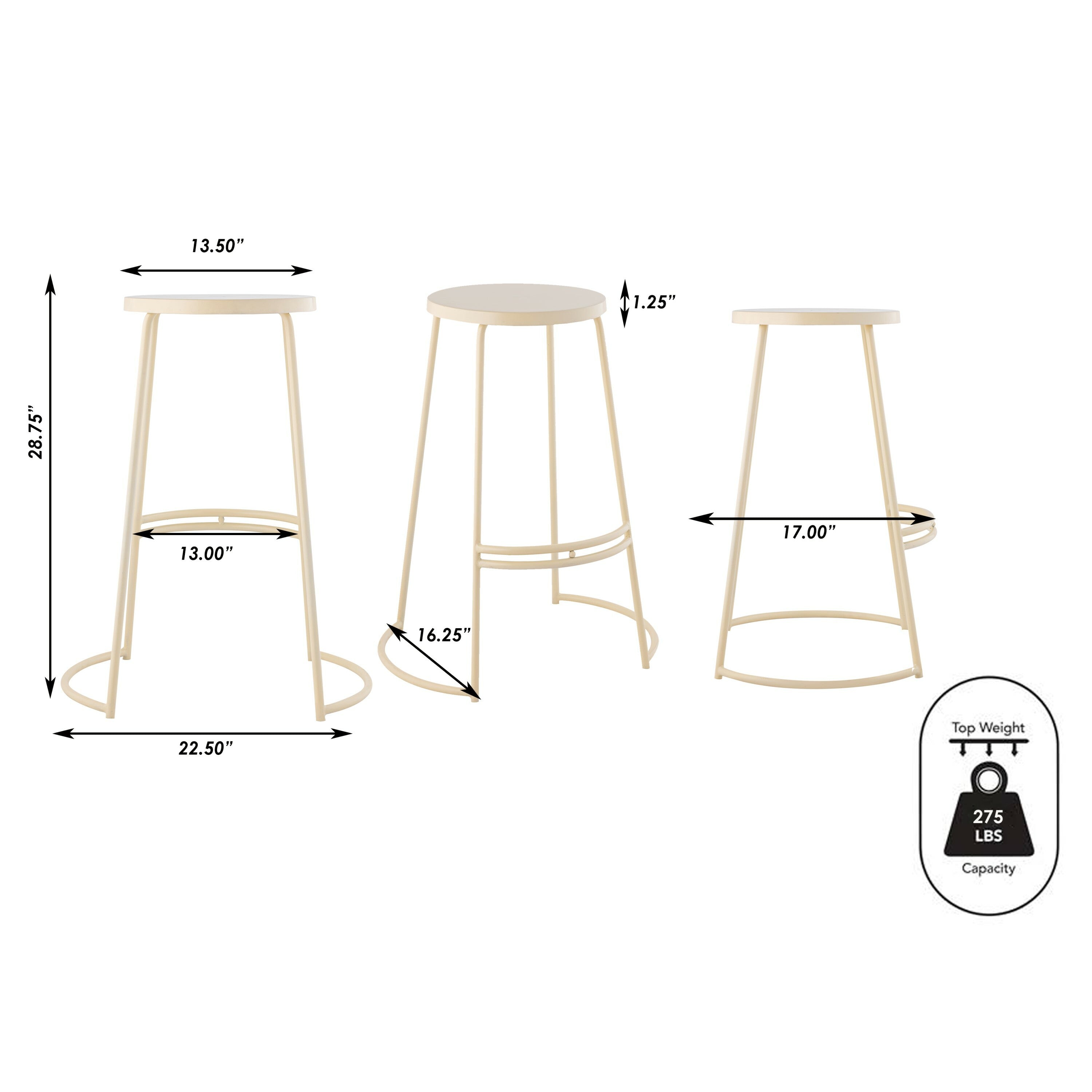 Hula Modern Designer Iron Curved Backless Bar Stool