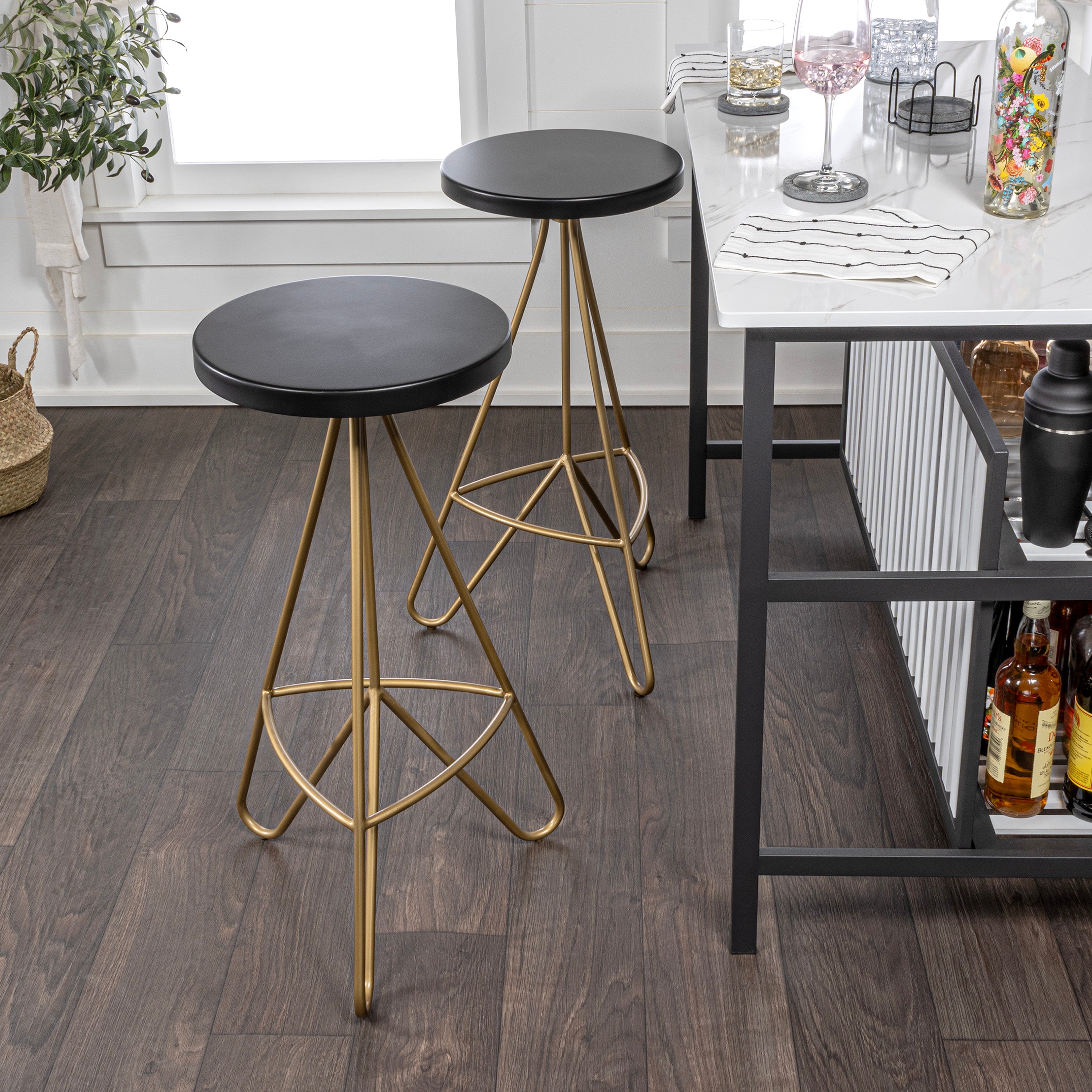 Trinity Modern Industiral Iron Tripod Backless Bar Stool