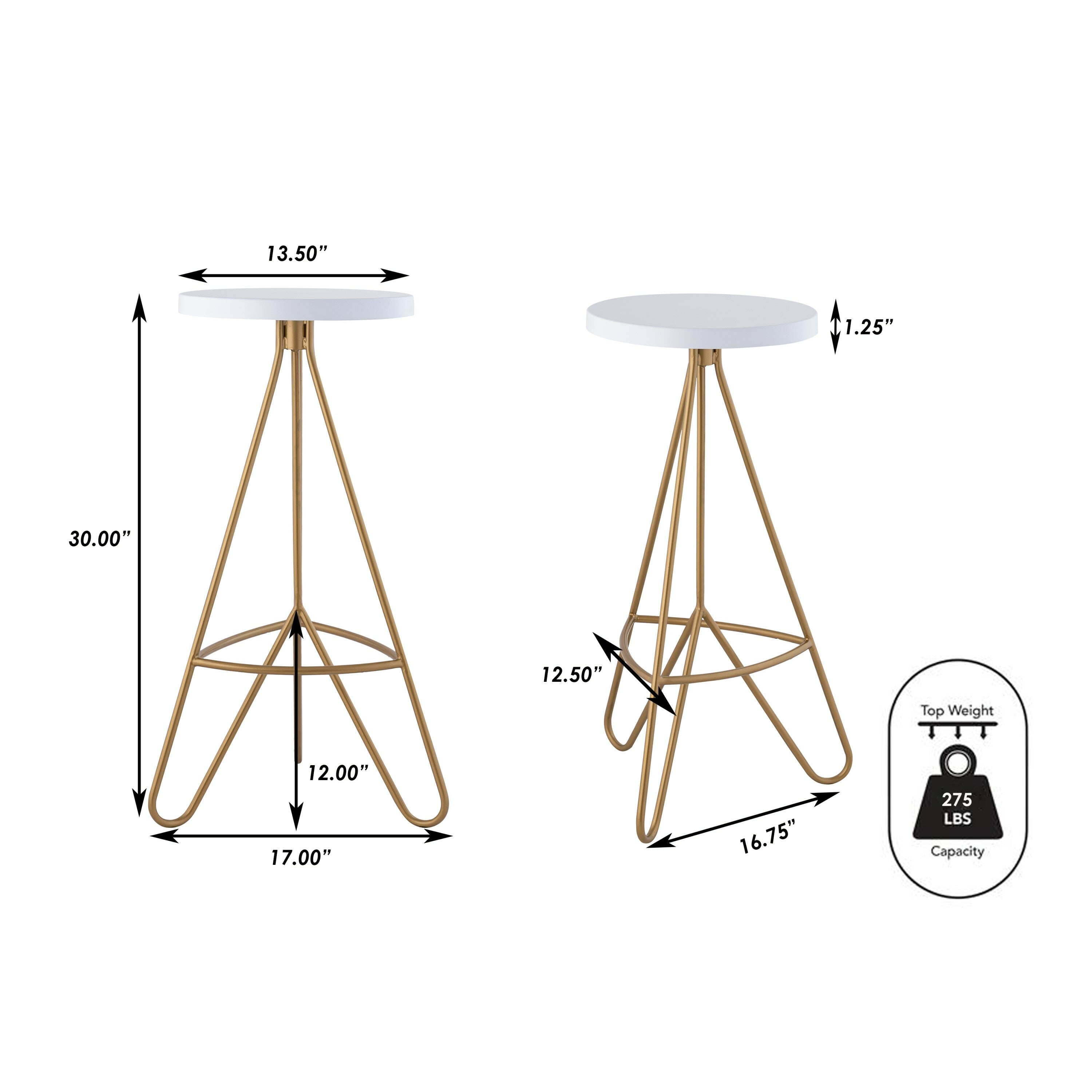 Trinity Modern Industiral Iron Tripod Backless Bar Stool