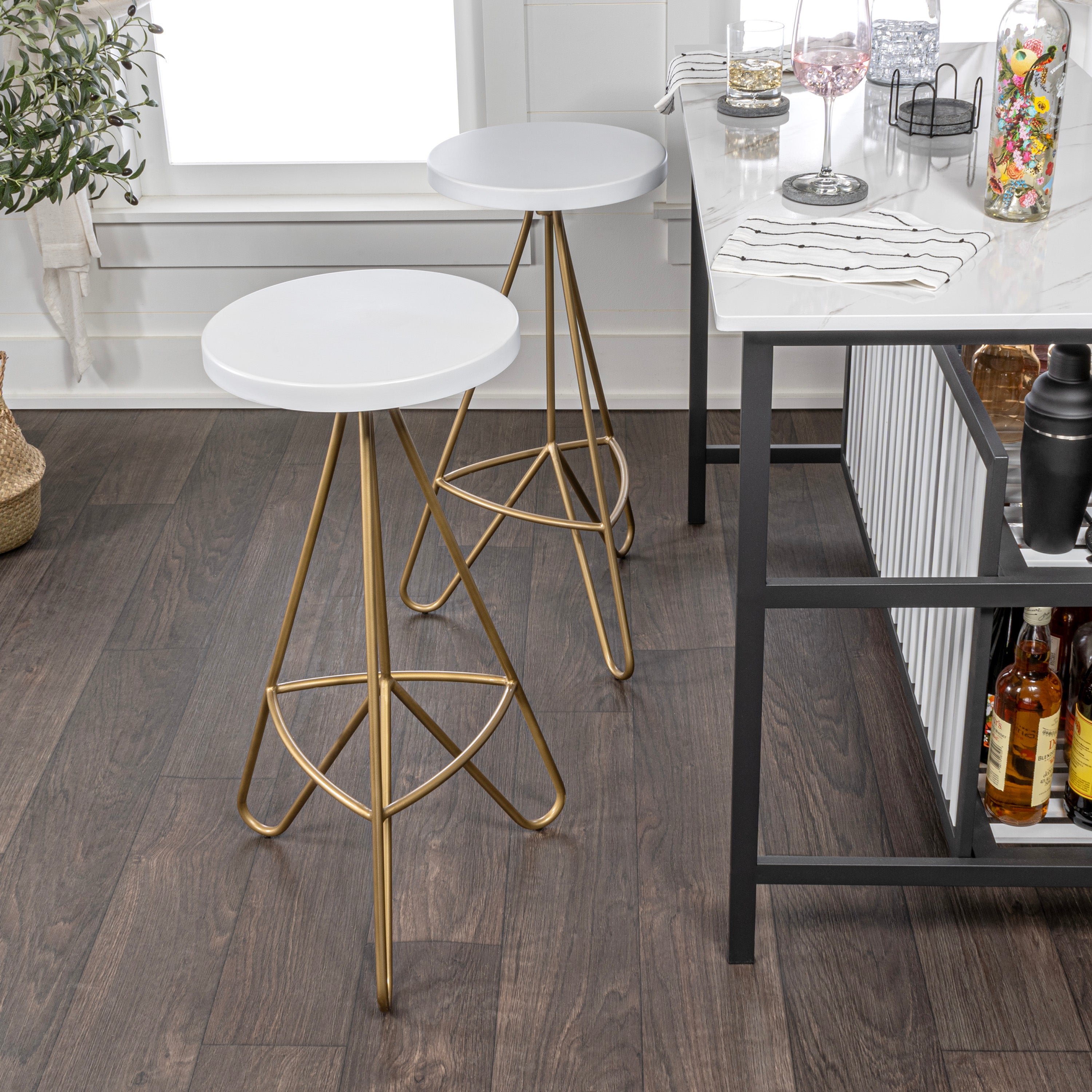 Trinity Modern Industiral Iron Tripod Backless Bar Stool