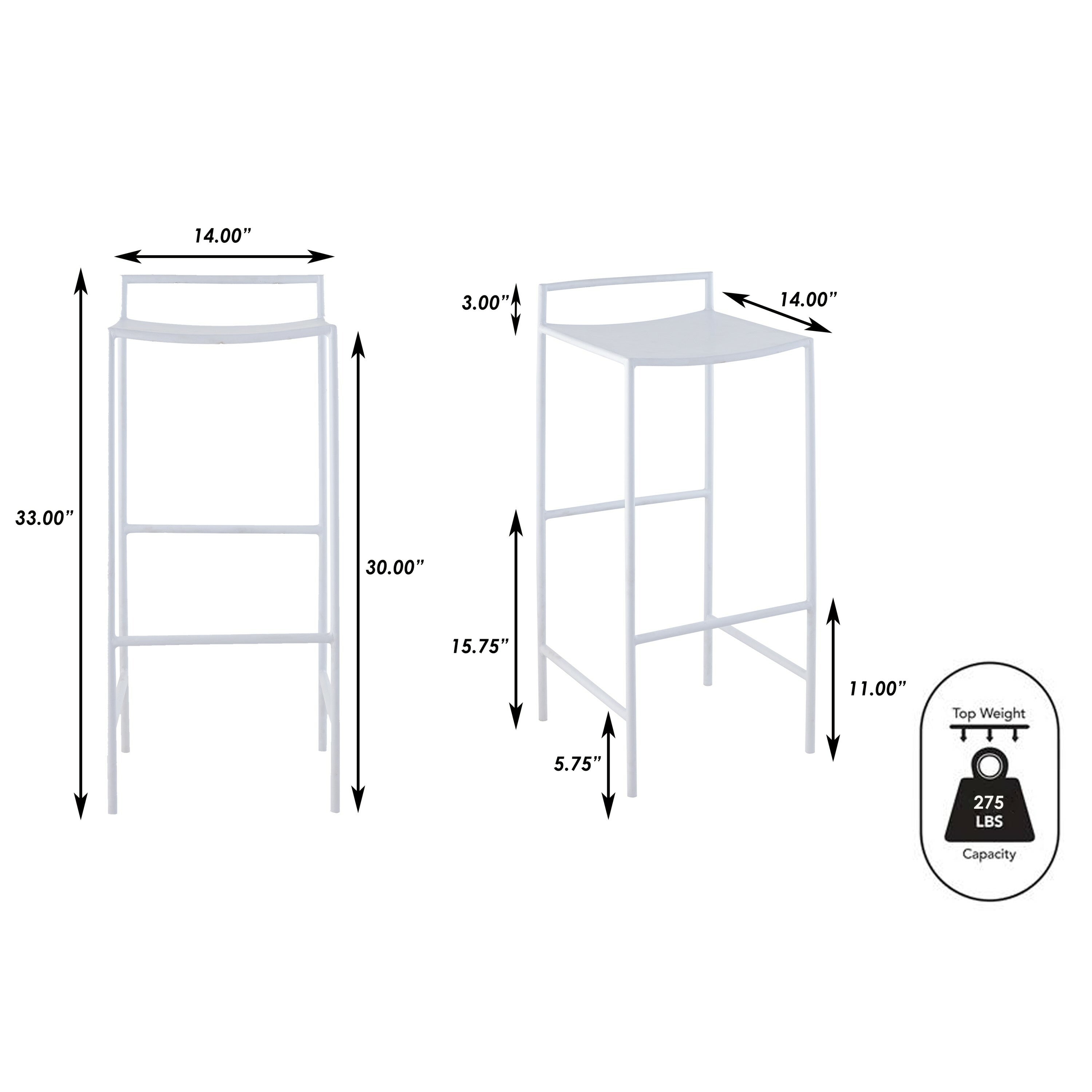 Svelte Coastal Contemporary Iron Saddle-Seat Low-Back Bar Stool with Foot Rest