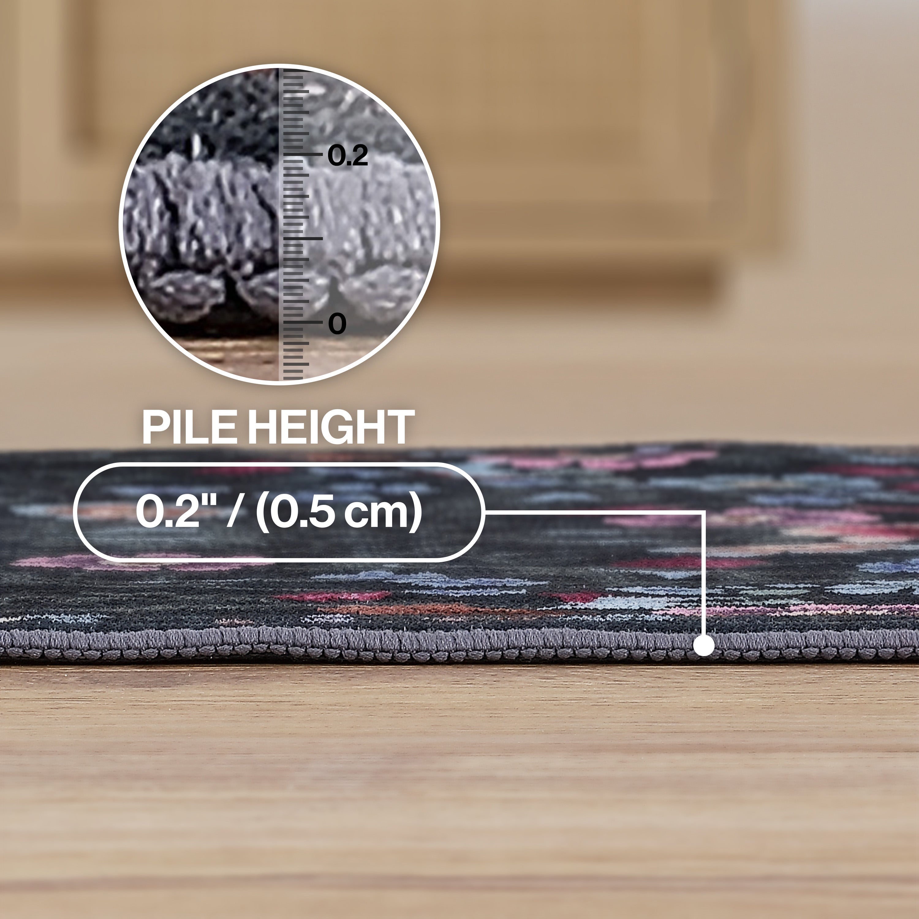 Primrose Art Nouveau Floral Border Non-Slip Machine-Washable Rug