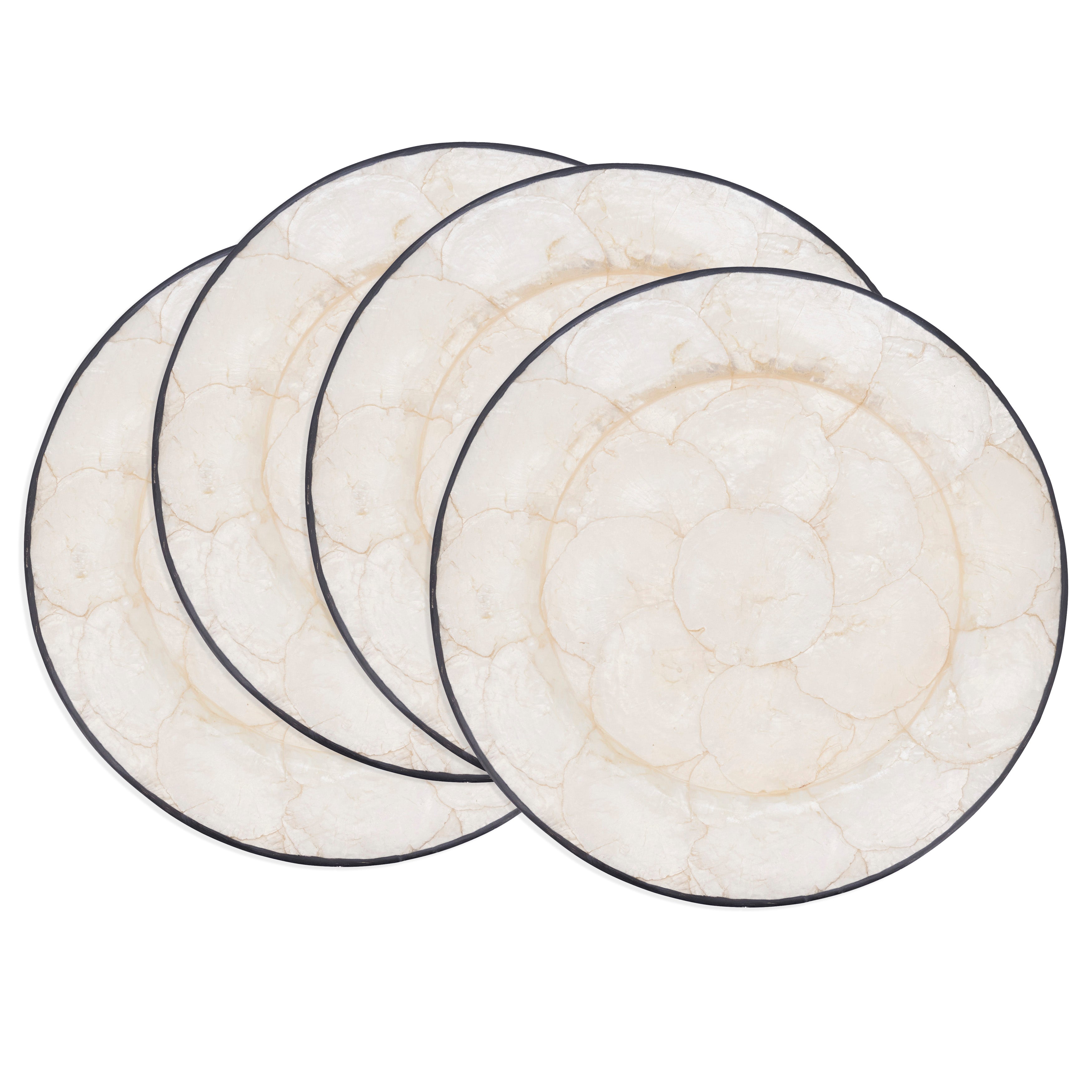 Polished Capiz Charger Plates, Set of 4