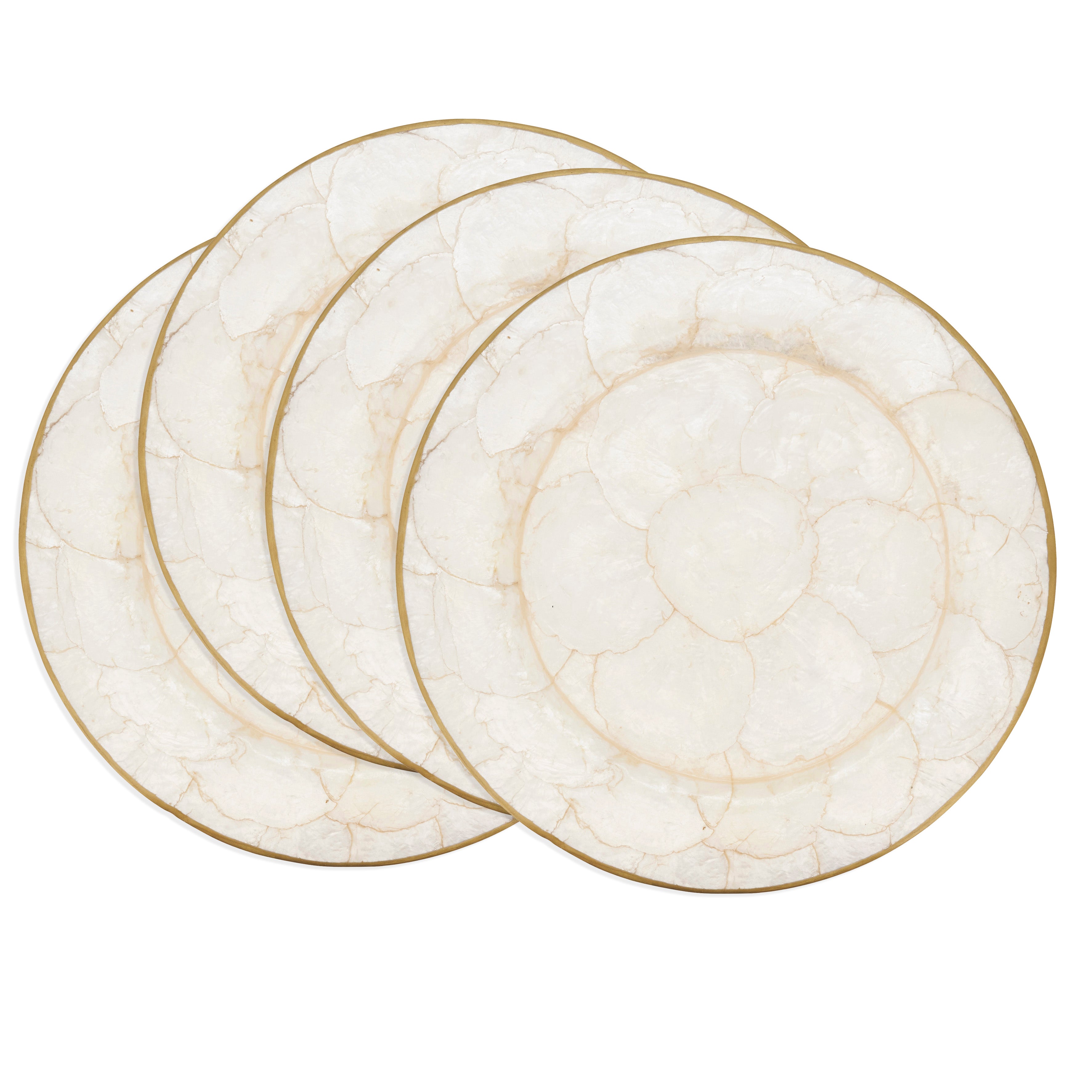 Polished Capiz Charger Plates, Set of 4