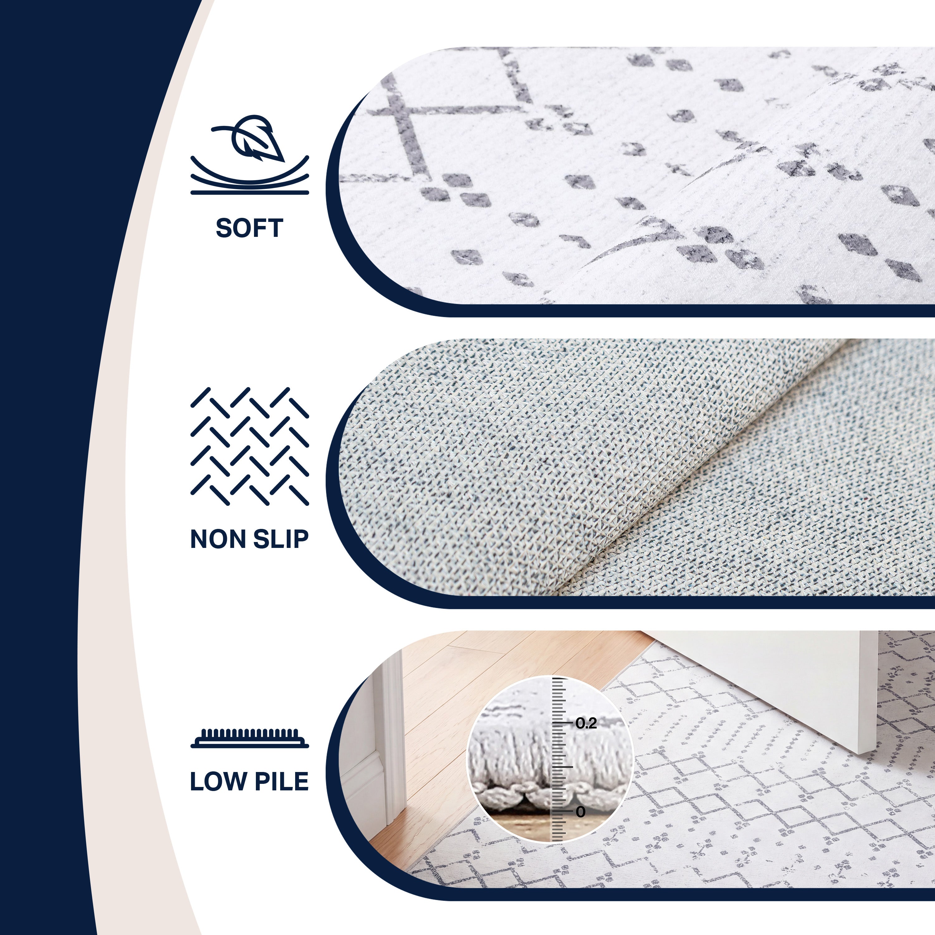 Leila Moroccan Diamond Trellis Non-Slip Machine-Washable Rug