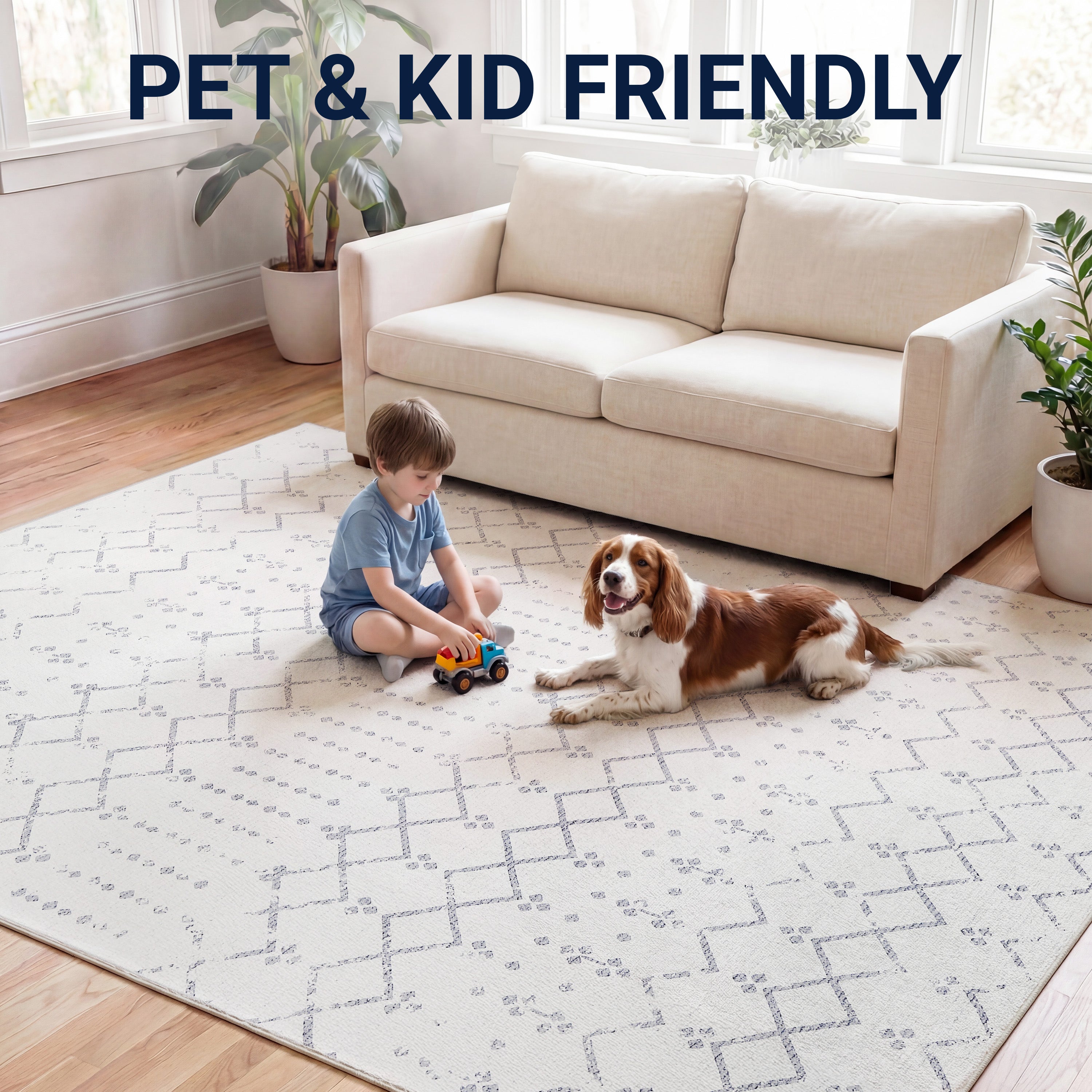 Leila Moroccan Diamond Trellis Non-Slip Machine-Washable Rug
