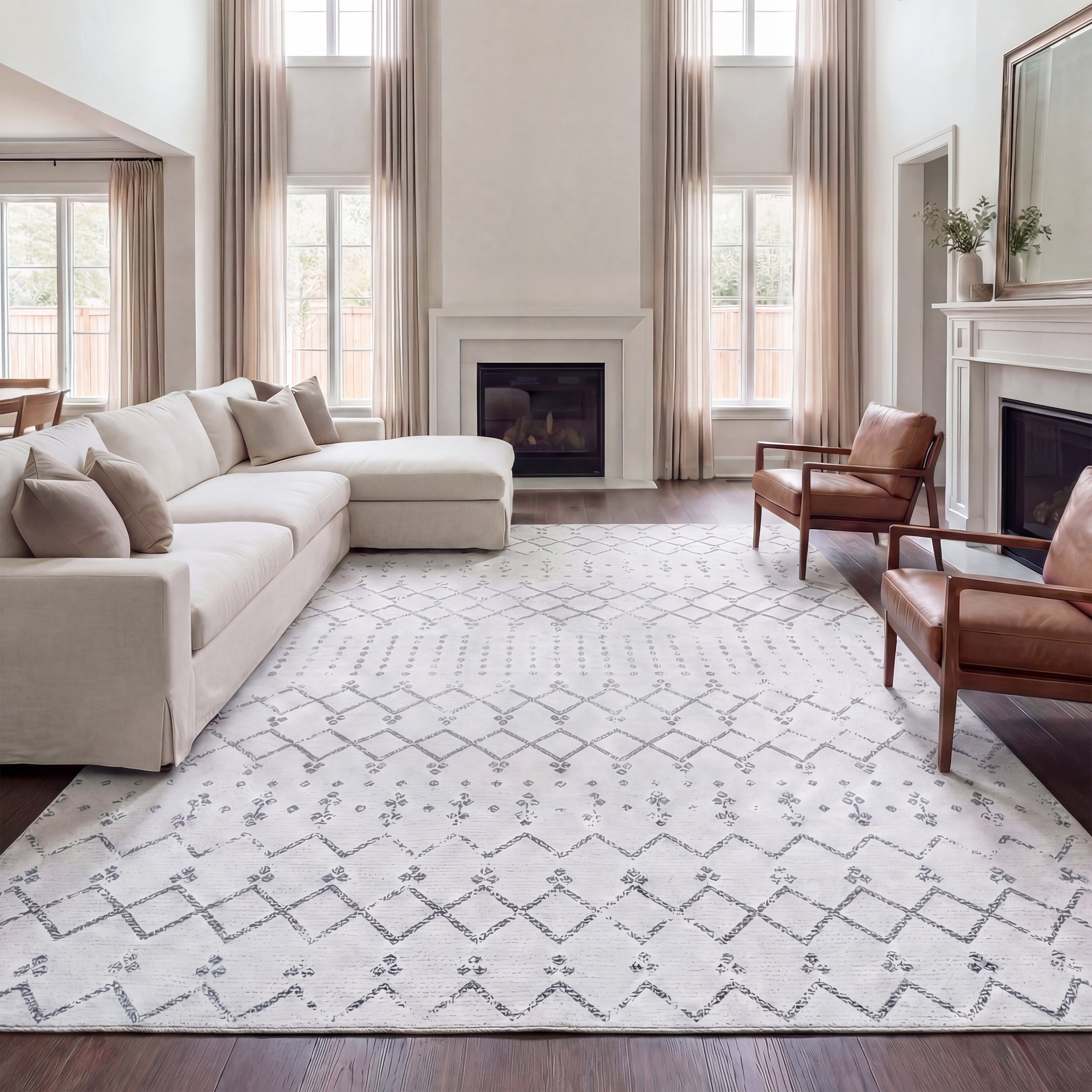 Leila Moroccan Diamond Trellis Non-Slip Machine-Washable Rug